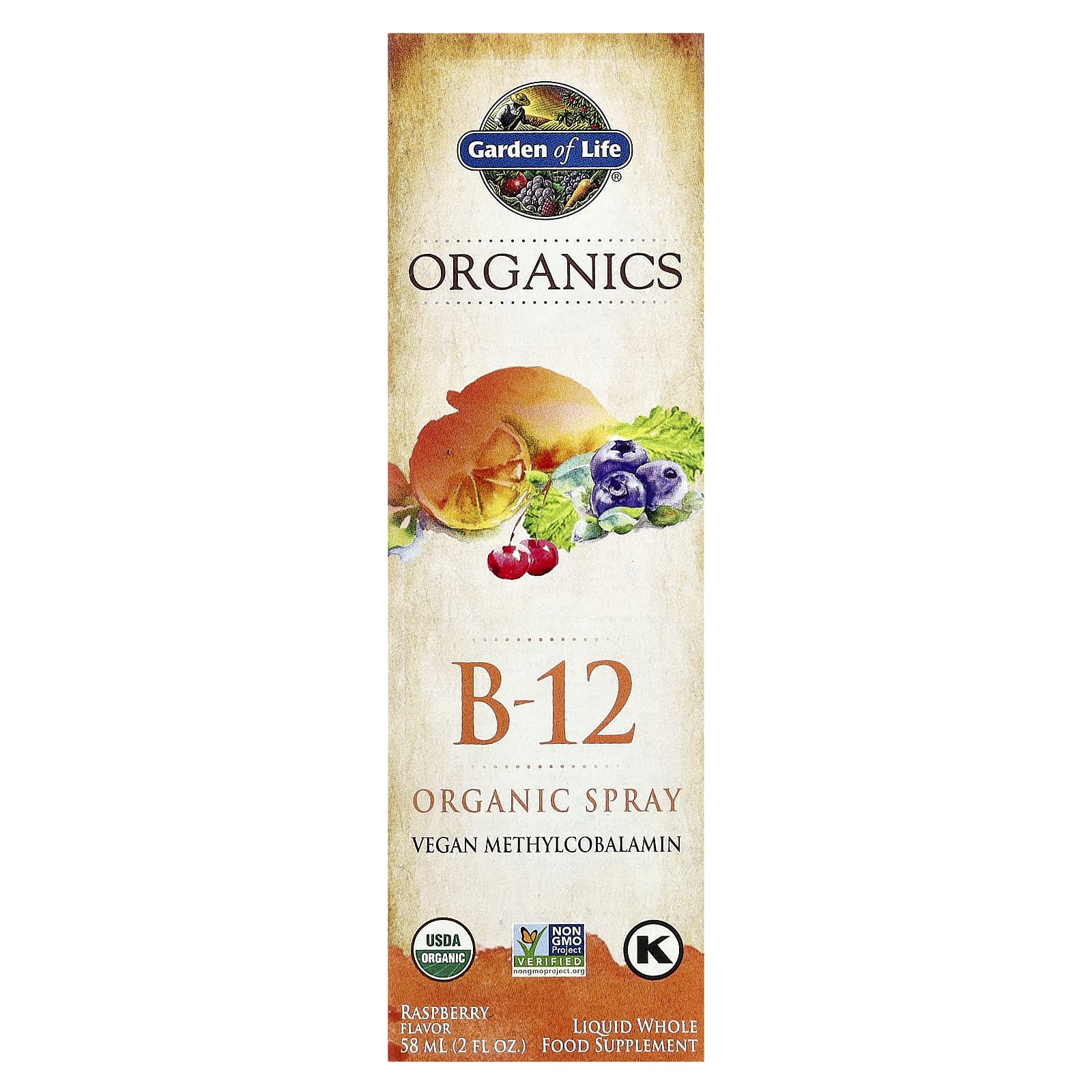 Spray Mykind B-12, Framboesa - 58 ml., Garden of Life