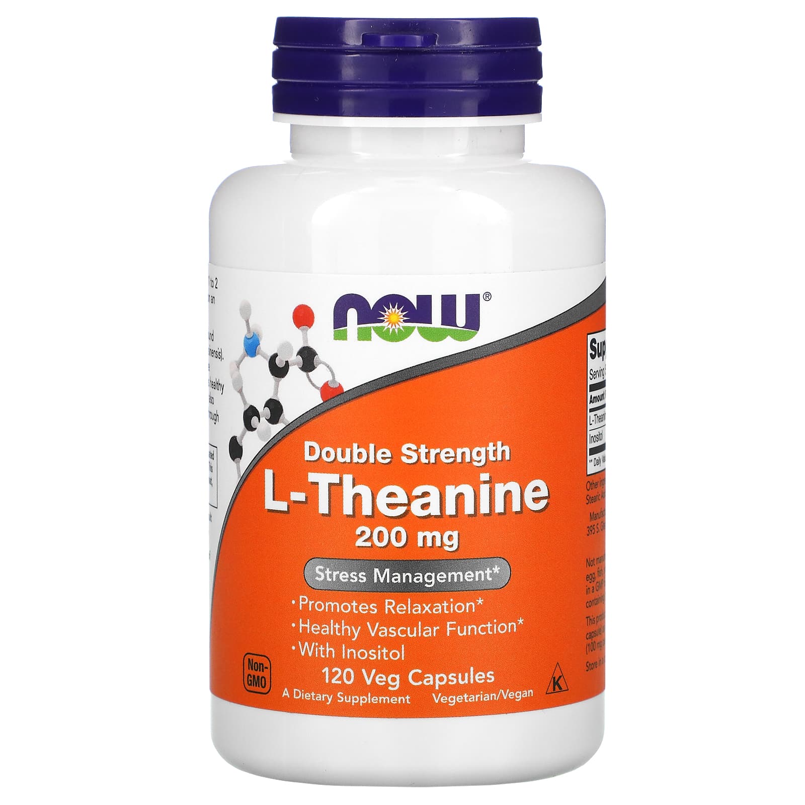 L-Teanina Dupla Força - 200mg, 120 vcaps, Now Foods