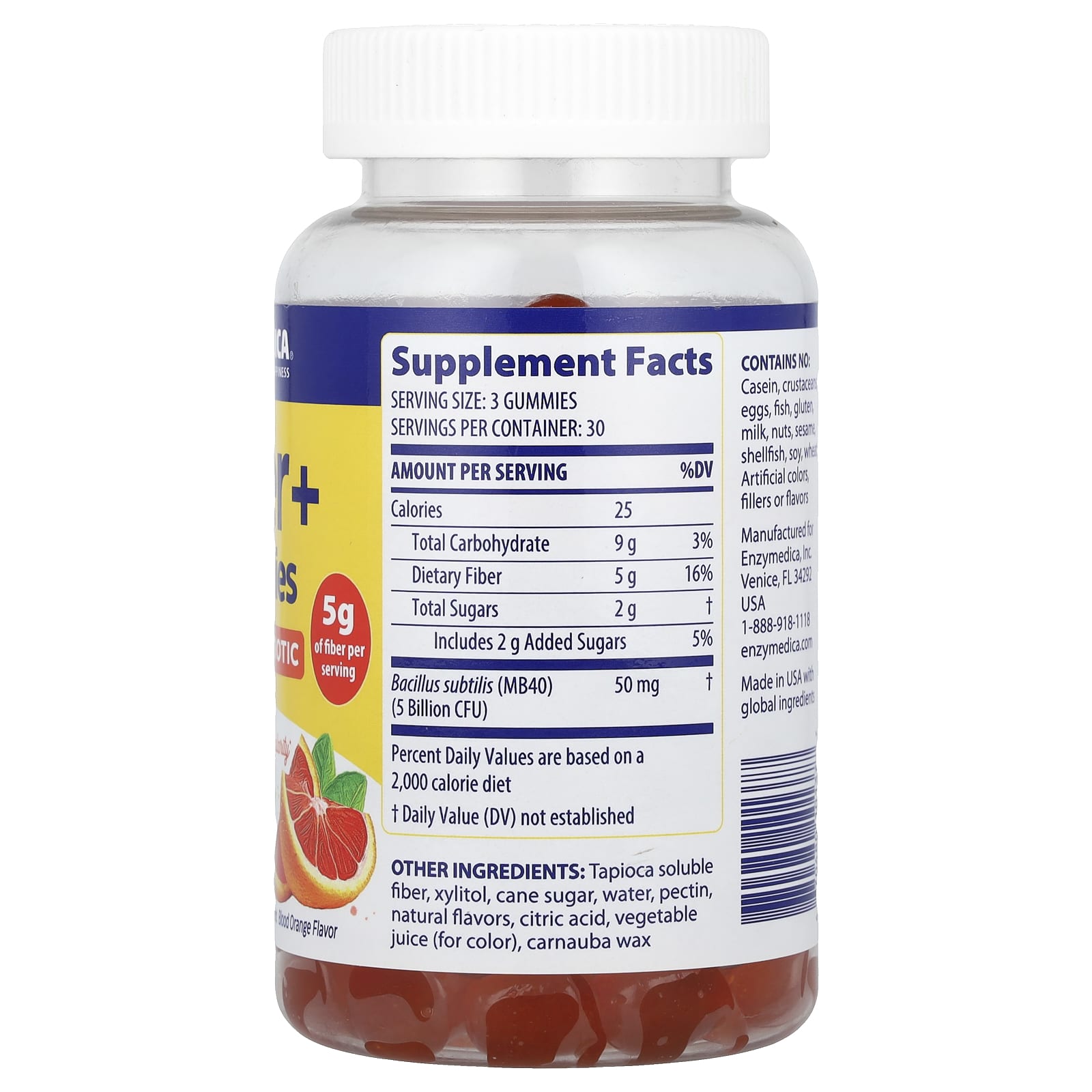 Fiber+ Gomas, Laranja Sanguínea - 90 gomas - Enzymedica