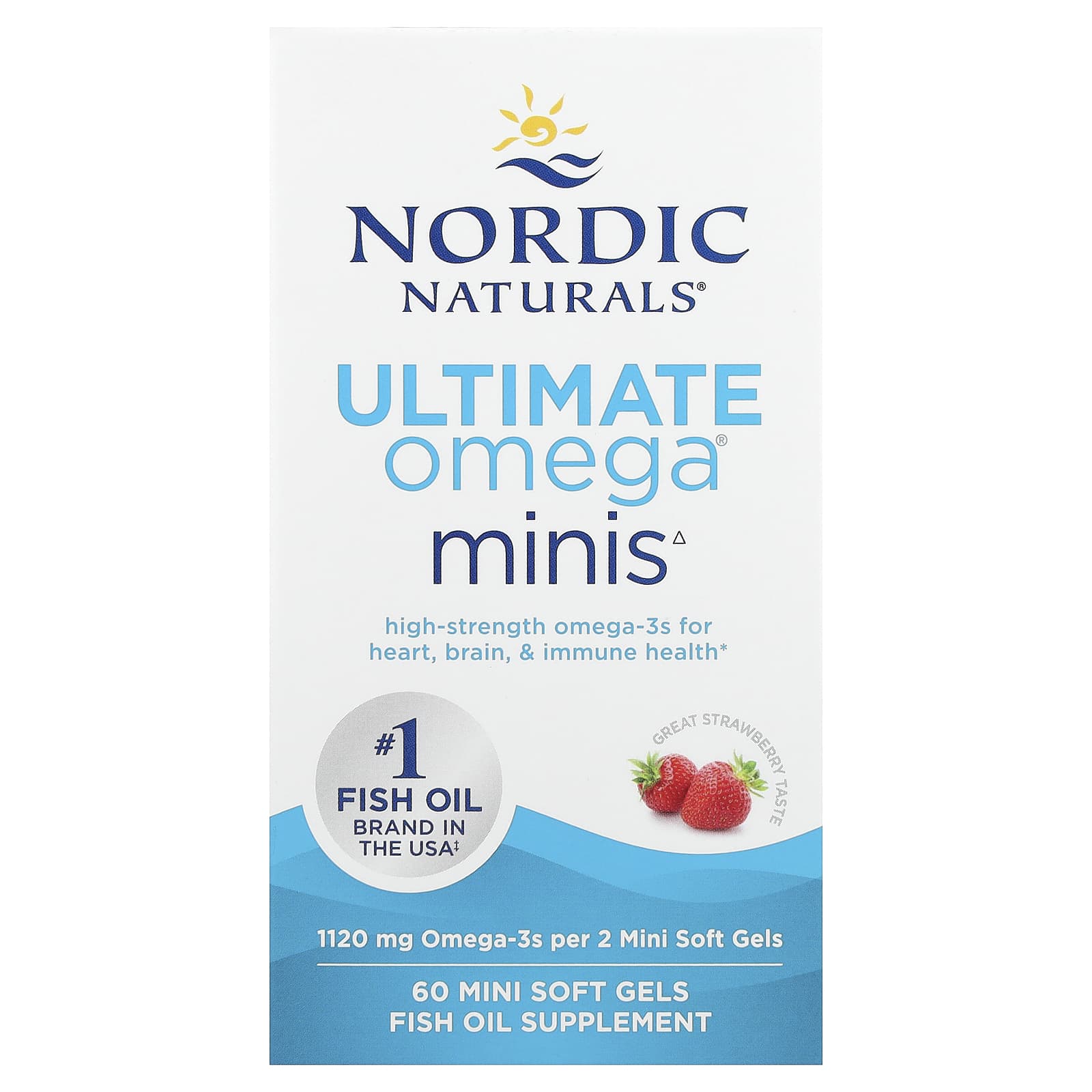 Ultimate Omega 2X Mini, 1120mg Morango - 60 mini cápsulas gelatinosas, Nordic Naturals