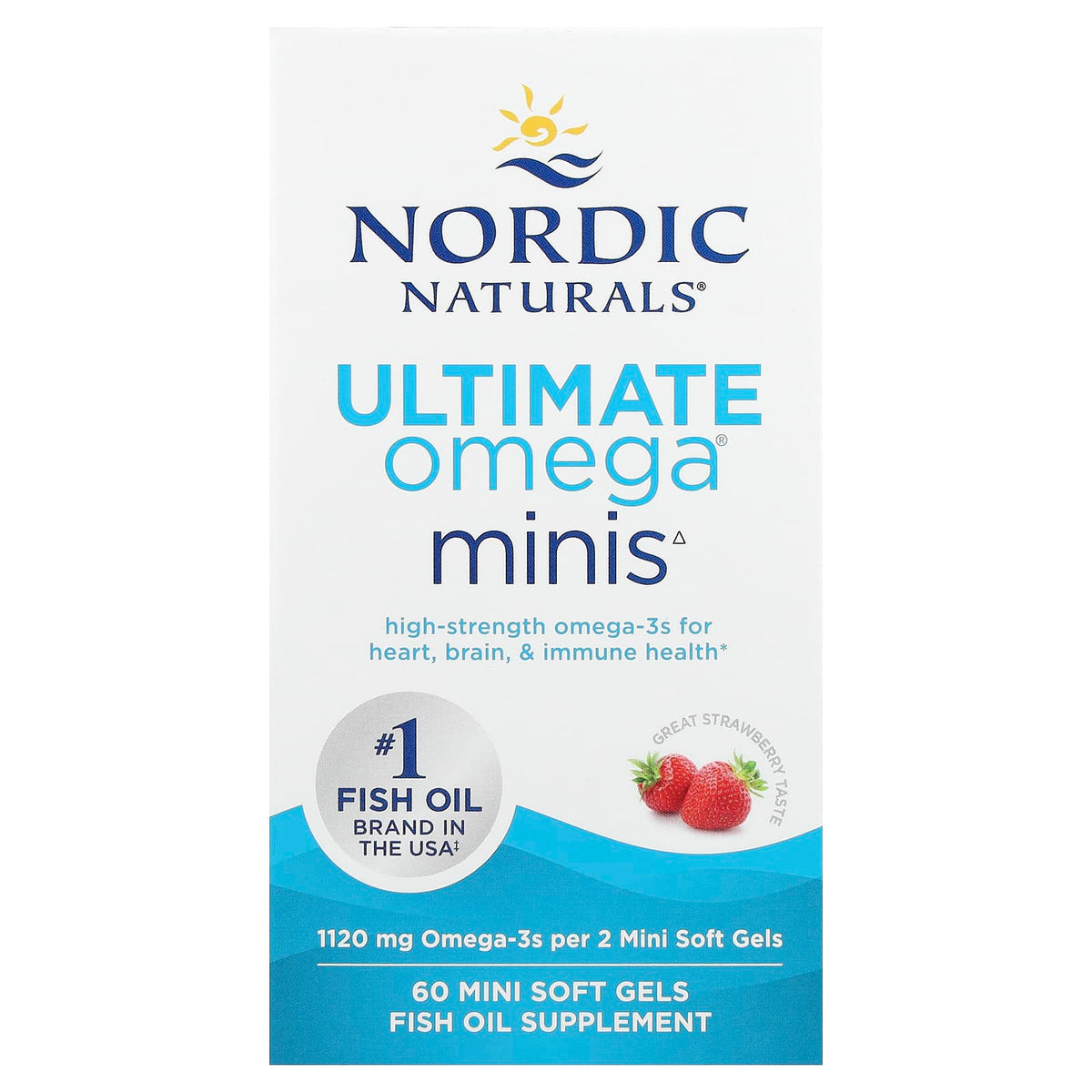 Ultimate Omega 2X Mini, 1120mg Morango - 60 mini cápsulas gelatinosas, Nordic Naturals