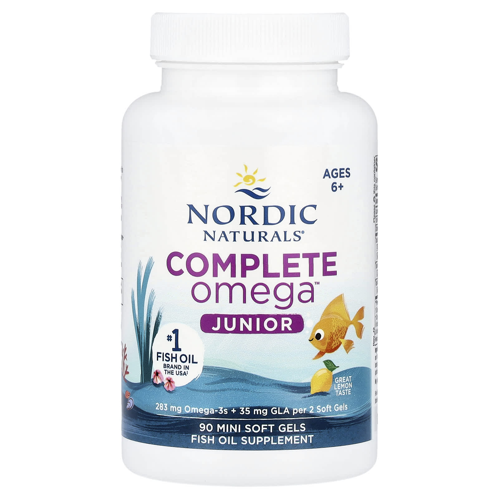 Complete Omega Junior, 6 anos ou mais, Limão, 90 mini cápsulas gelatinosas, Nordic Naturals