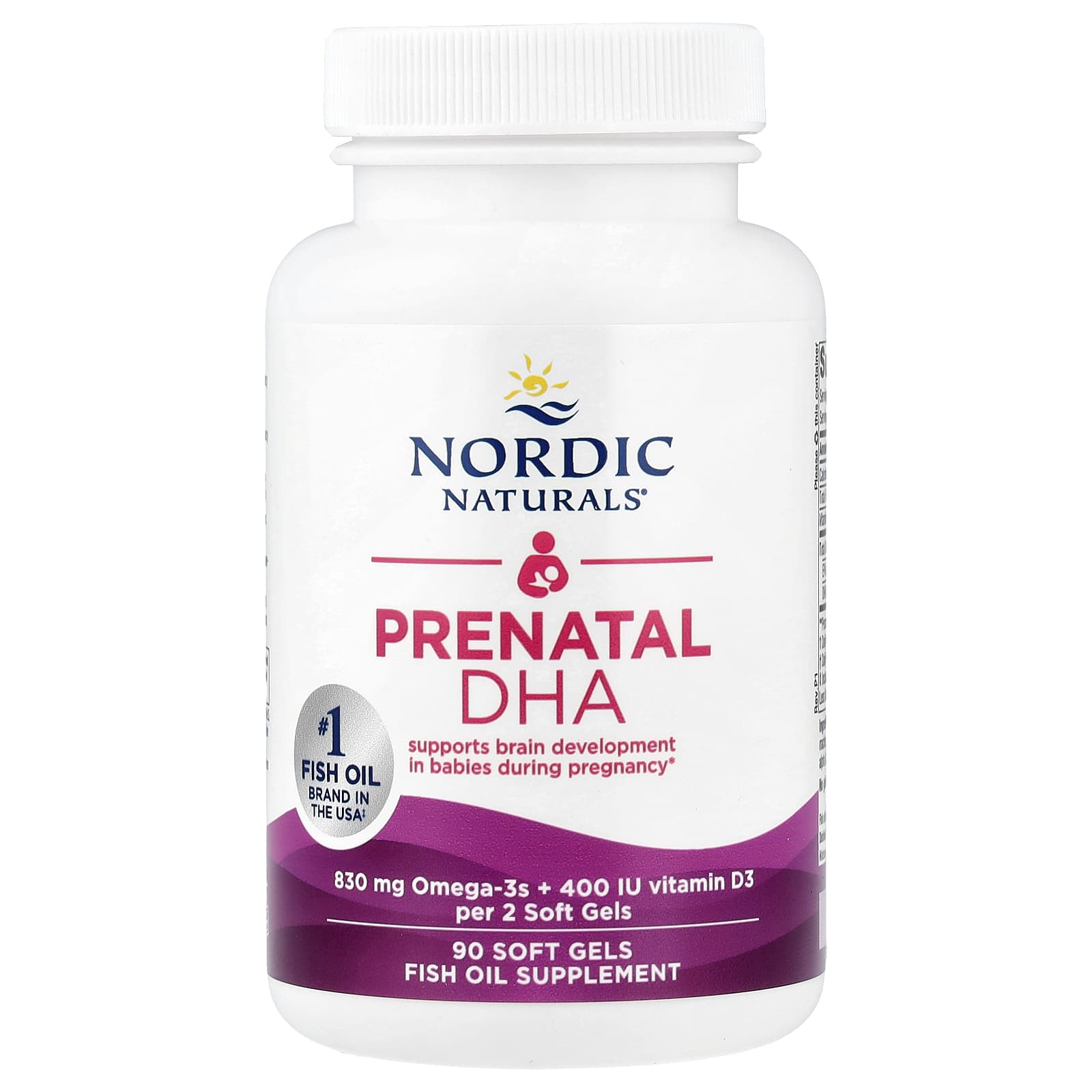 Prenatal DHA, 830mg Omega-3 + 400 IU D3, Unflavored - 90 Soft Gels, Nordic Naturals (Cópia)
