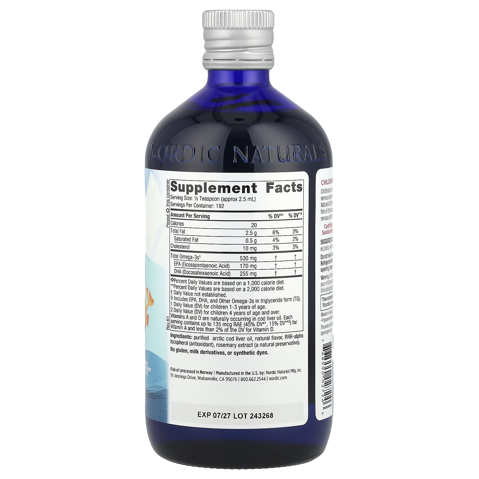 DHA infantil - 530 mg Ômega-3 Morango - 473 ml., Nordic Naturals