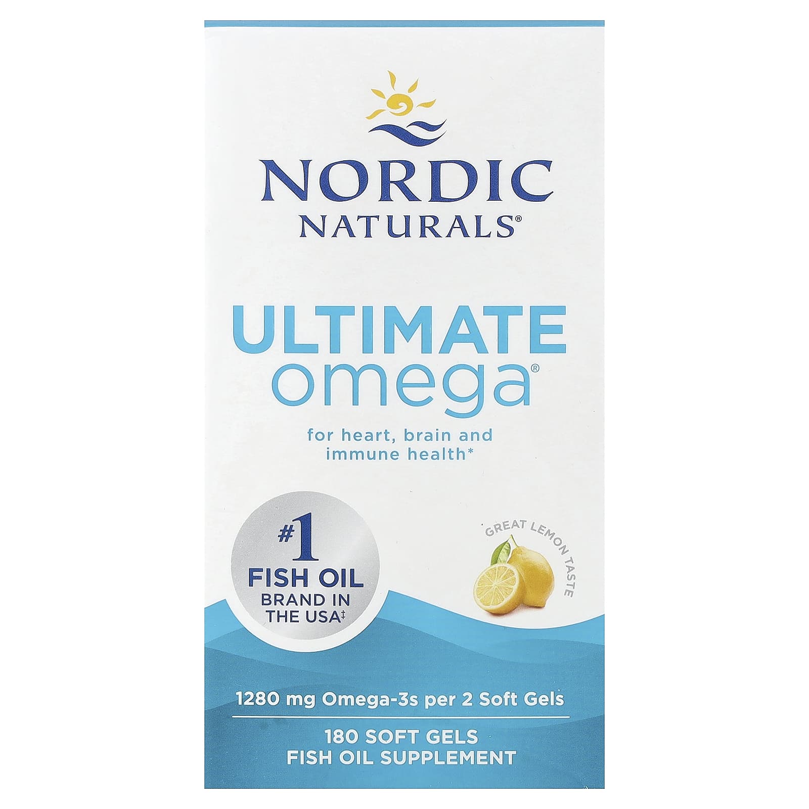 Ultimate Omega, Limão 1280 mg, 180 Cápsulas Gelatinosas, Nordic Naturals