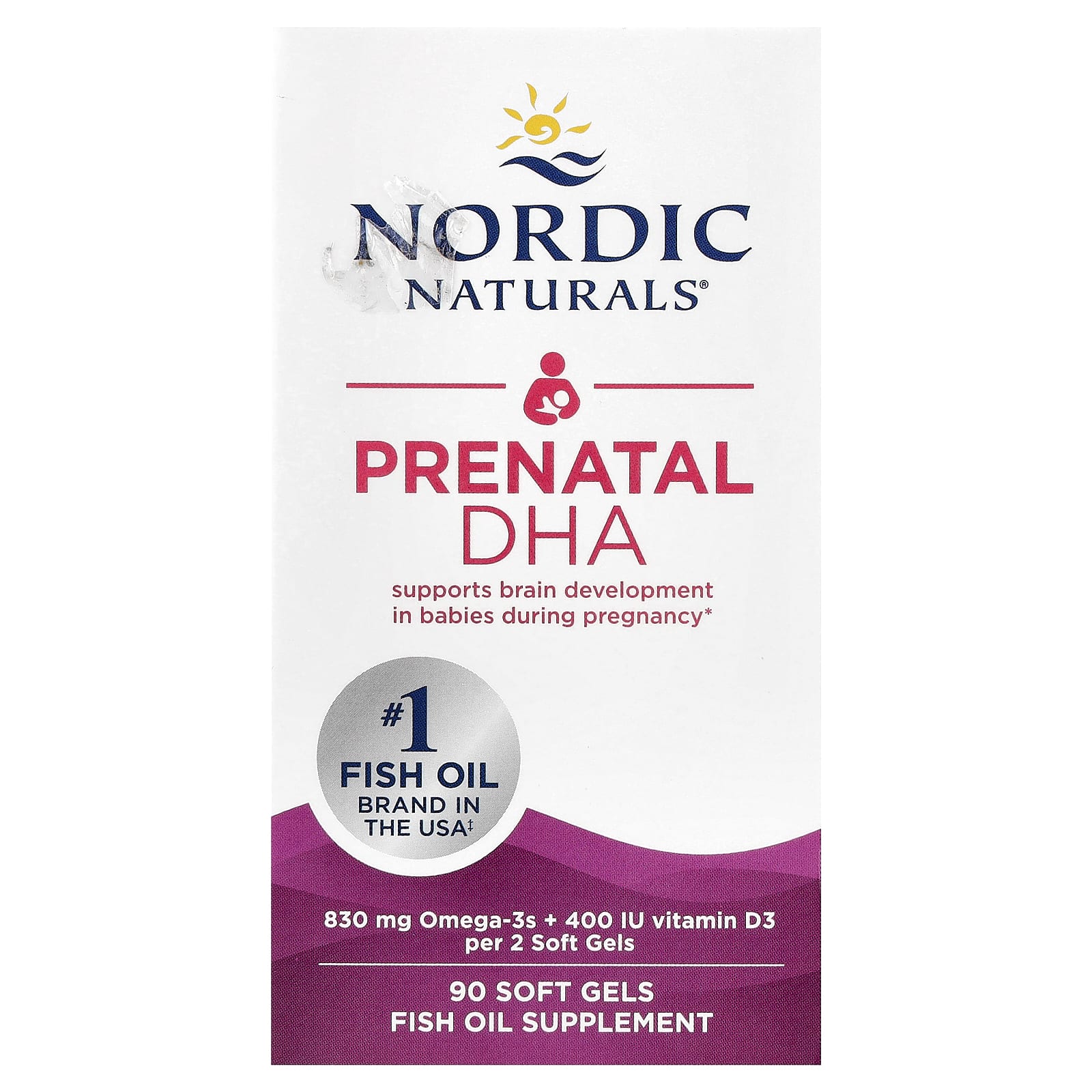 Prenatal DHA, 830mg Omega-3 + 400 IU D3, Unflavored - 90 Soft Gels, Nordic Naturals (Cópia)
