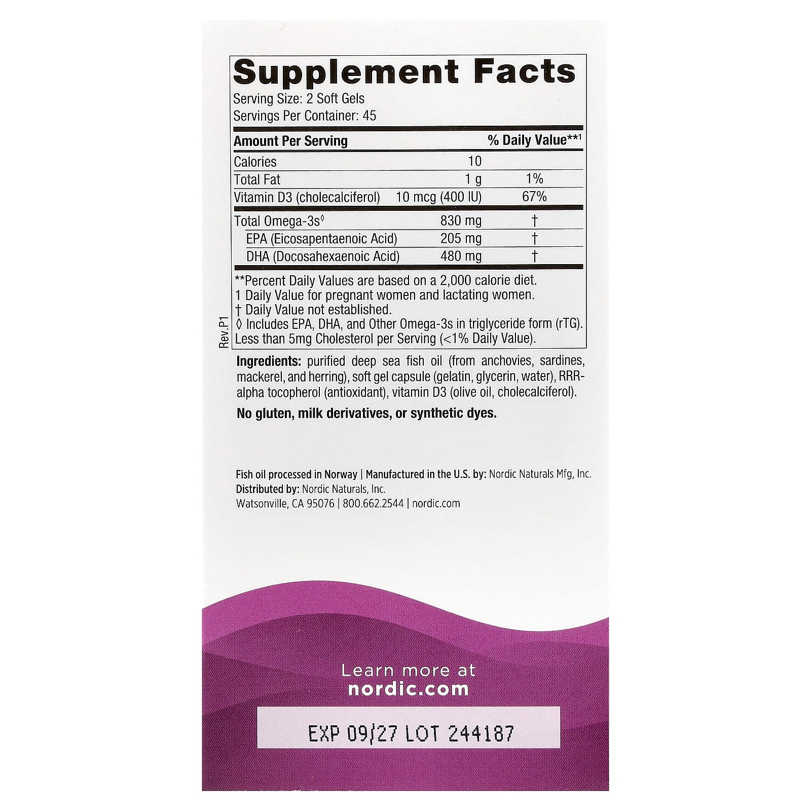 Prenatal DHA, 830mg Omega-3 + 400 IU D3, Unflavored - 90 Soft Gels, Nordic Naturals (Cópia)