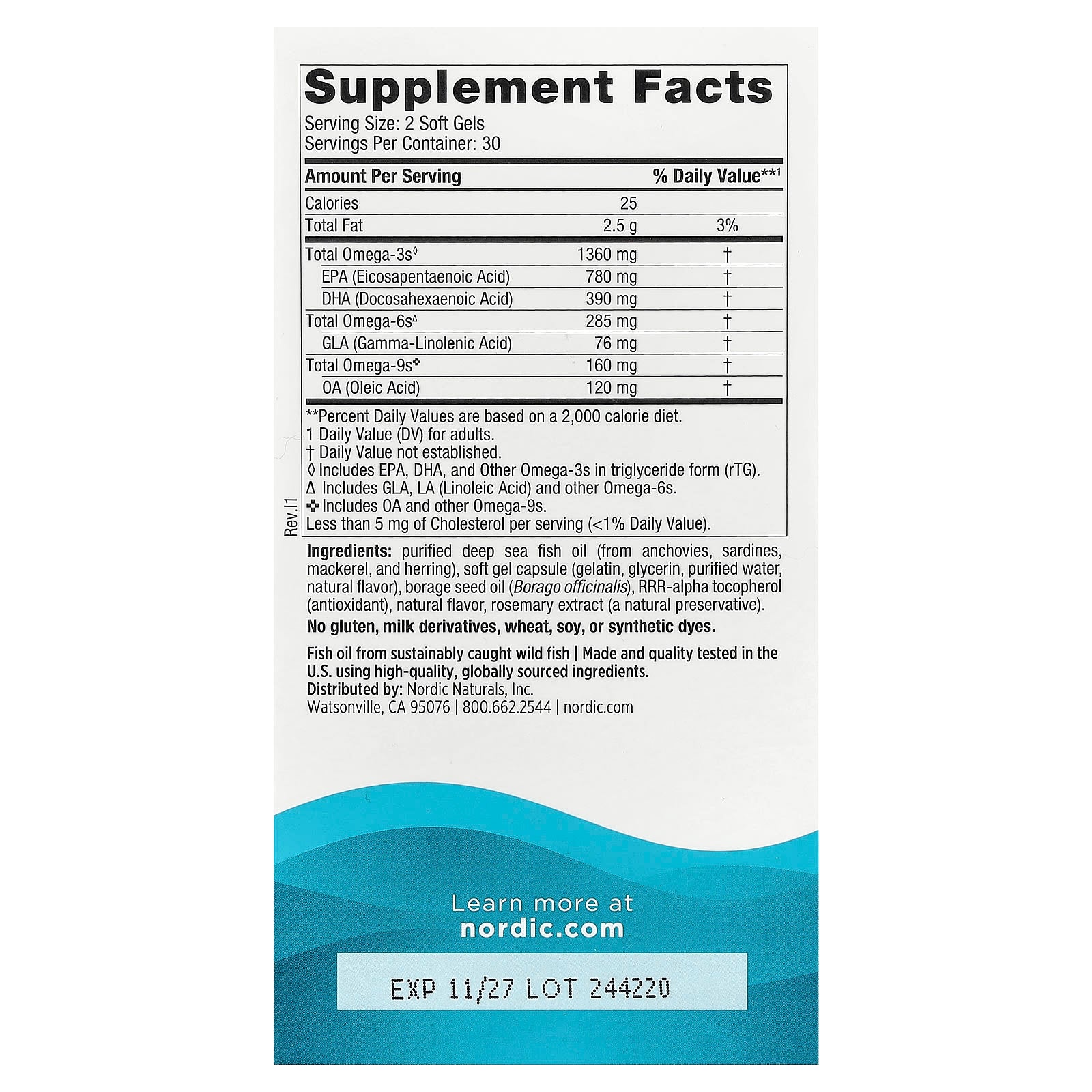 Complete Omega Xtra, 1360mg - 60 cápsulas gelatinosas, Nordic Naturals