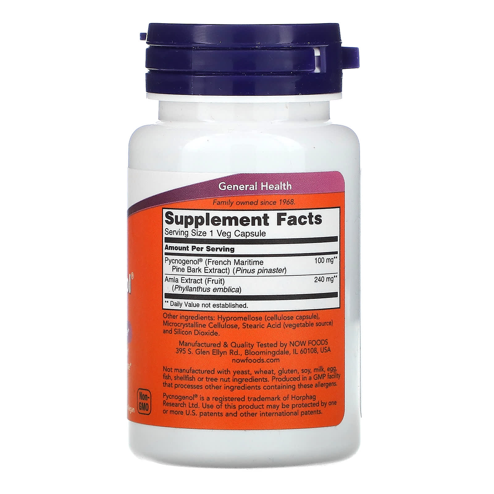 Picnogenol - 100mg, 60 vcaps, Now Foods