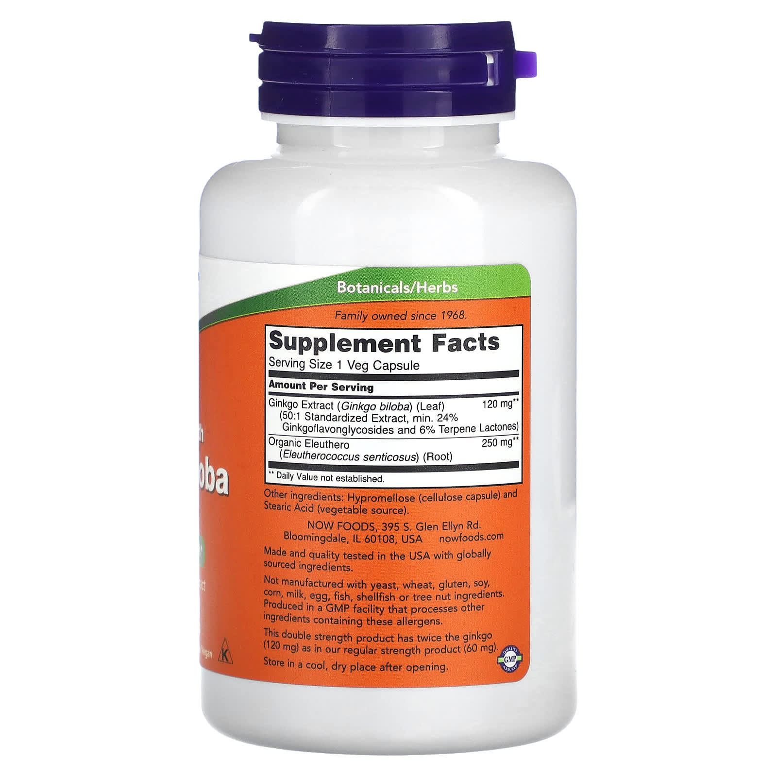 Ginkgo Biloba Dupla Força - 120mg, 100 vcaps, Now Foods