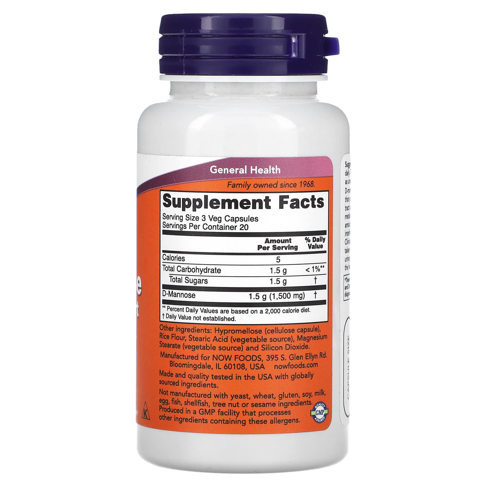 D-Manose - 500mg, 60 vcaps, Now Foods