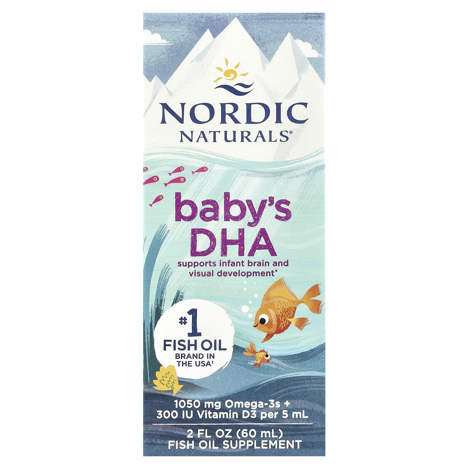 DHA para Bebê 1050 mg Ômega-3 + Vitamina D3 300 UI, 60 ml, Nordic Naturals