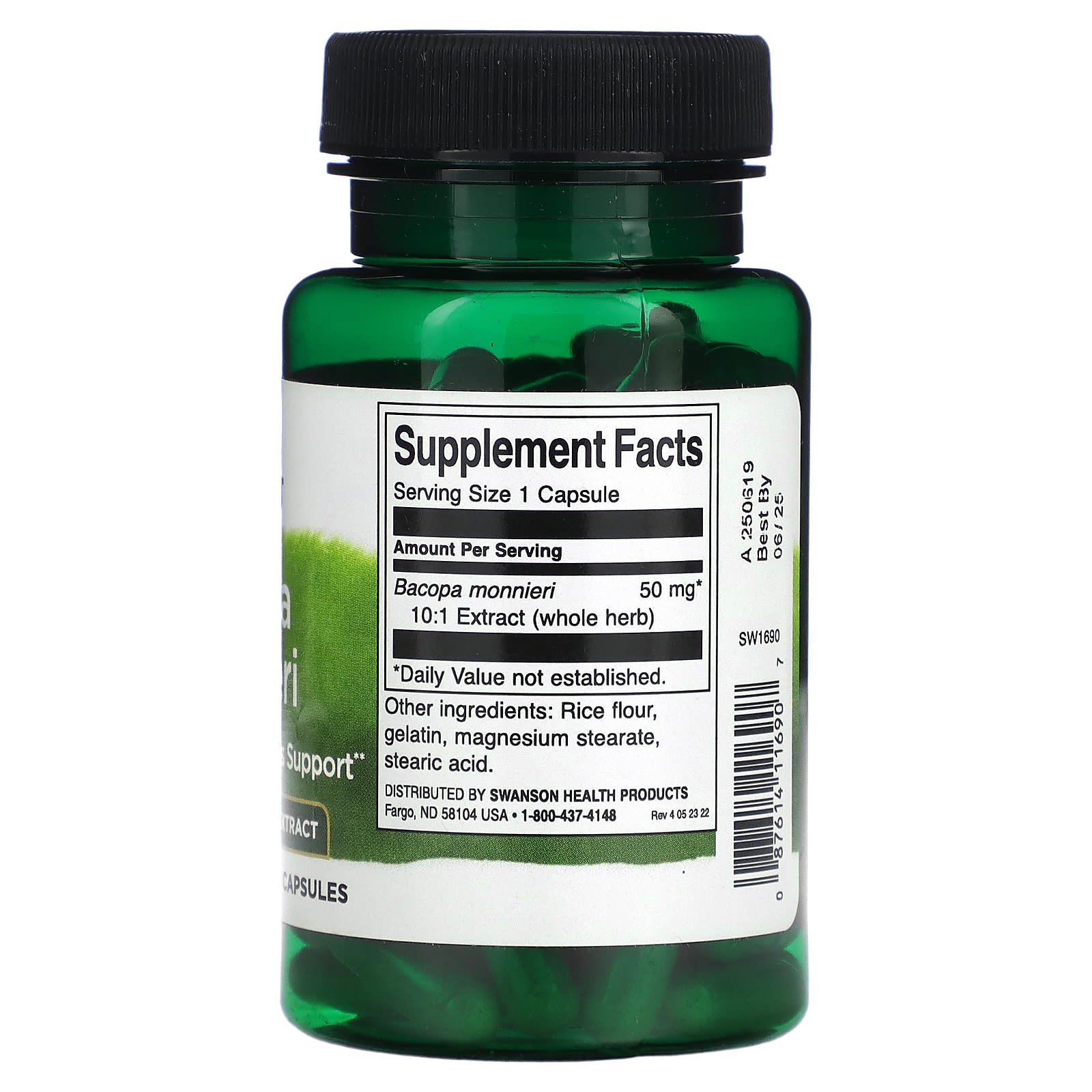 Extrato de Bacopa Monnieri 10:1, 50mg, 90 caps, Swanson