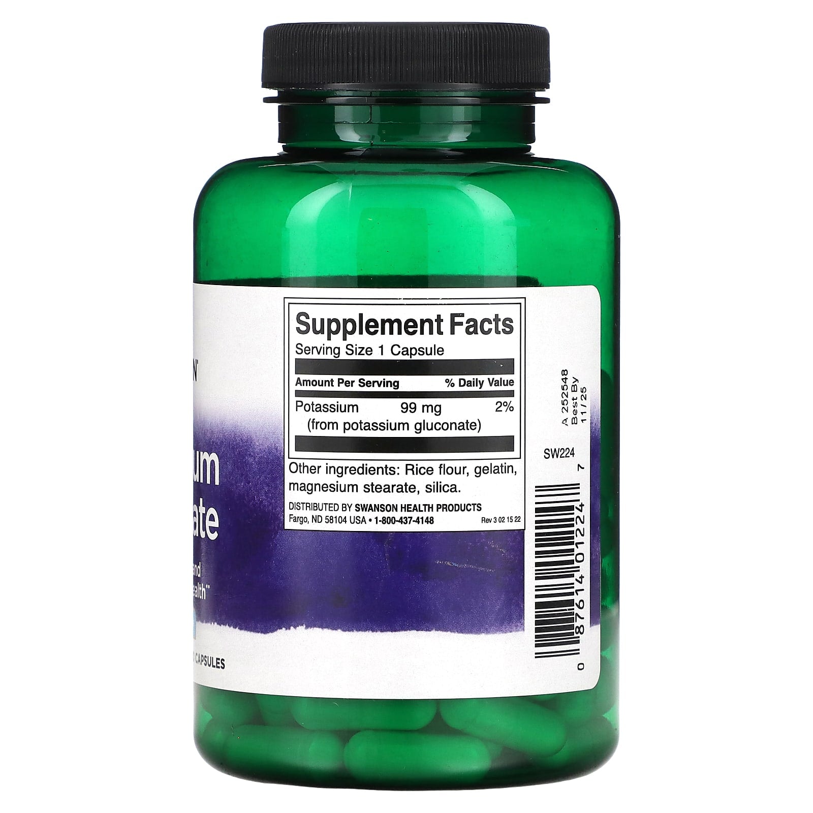 Gluconato de potássio, 99 mg, 100 caps, Swanson