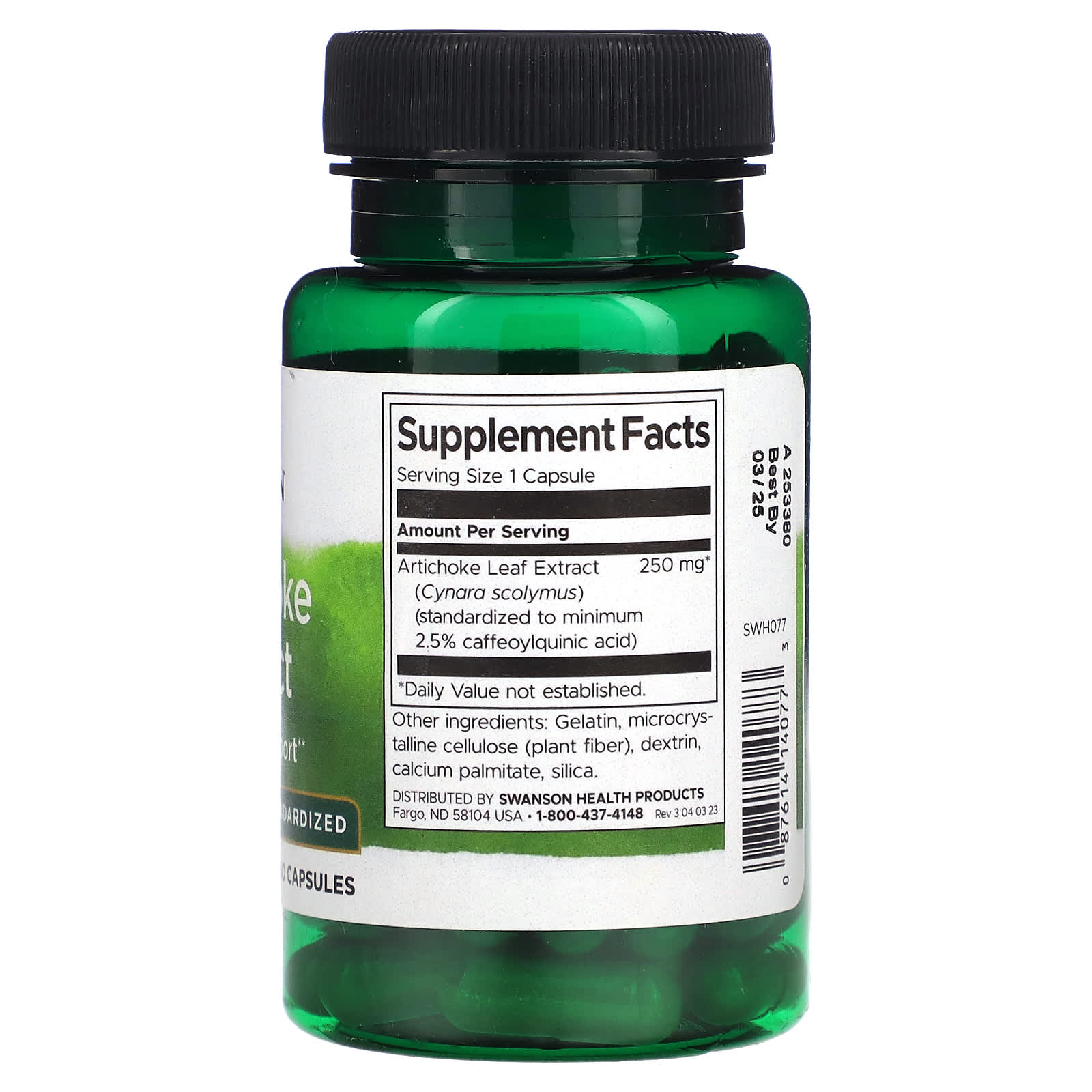 Extrato de Alcachofra, 250mg, 60 caps, Swanson