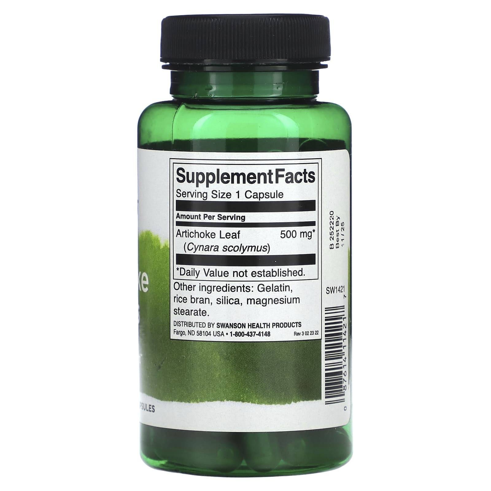Folhas de Alcachofra, 500mg, 60 caps, Swanson