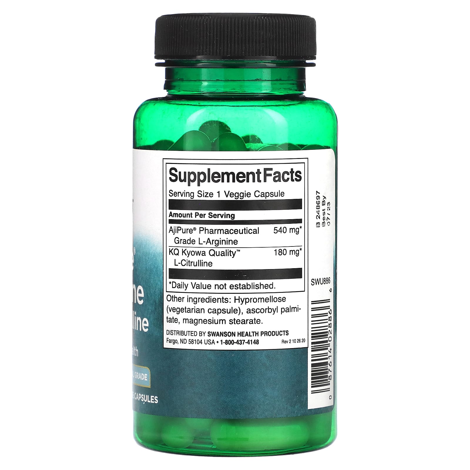 AjiPure L - Arginina com L - Citrulina, 60 vcaps, Swanson
