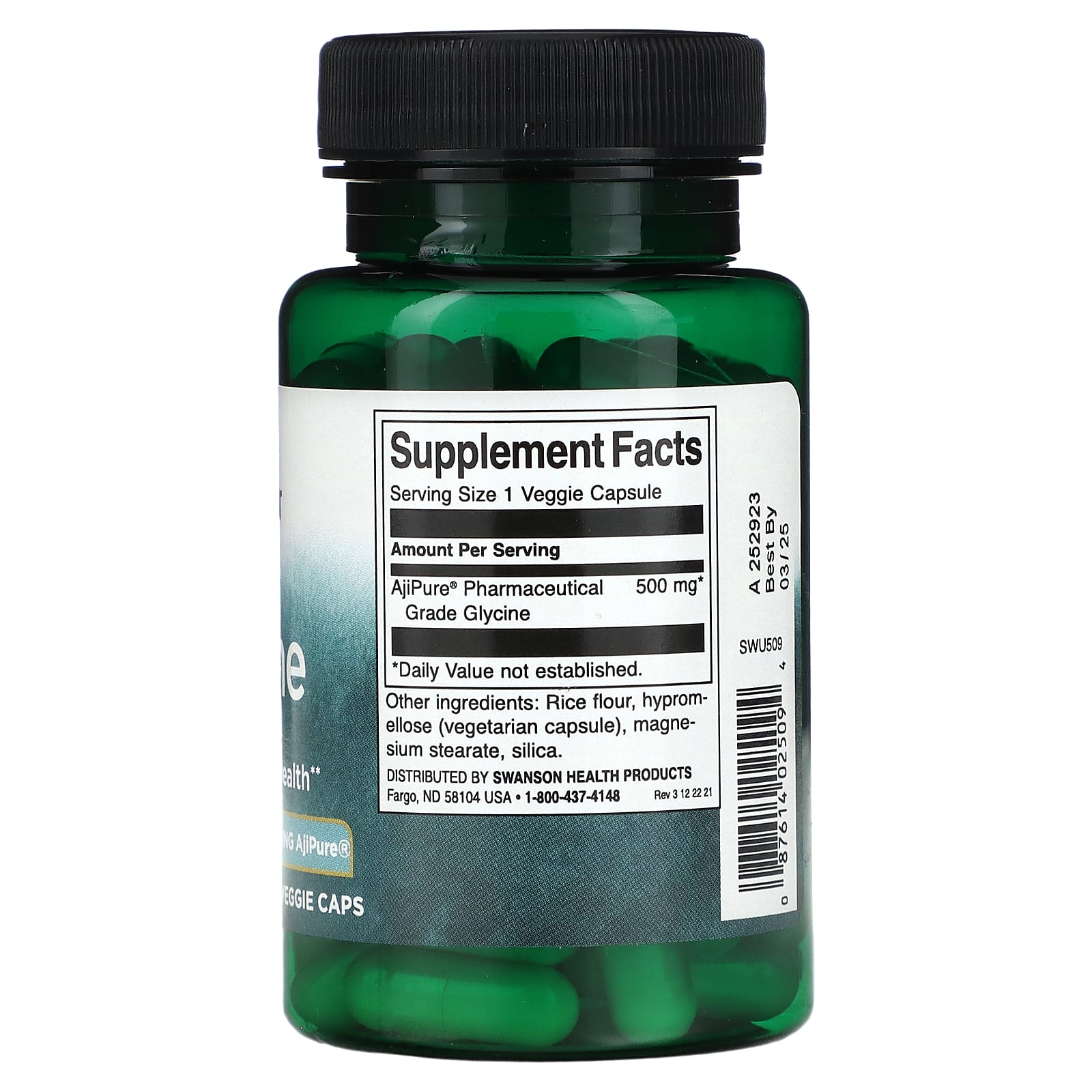 Glicina - 500mg, 60 vcaps, Swanson