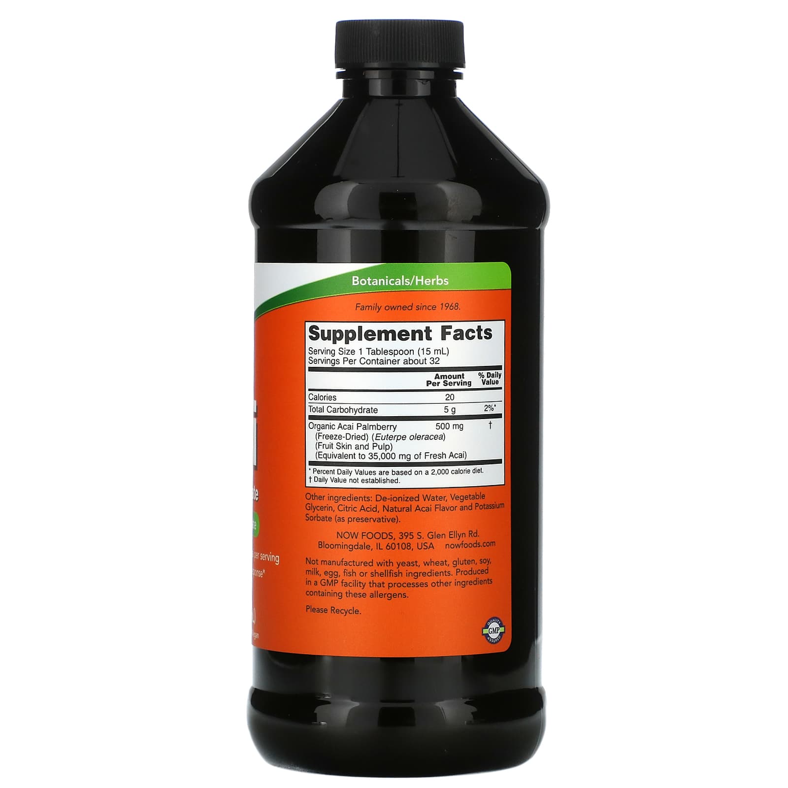 Concentrado Líquido de Açaí, 473 ml., Now Foods