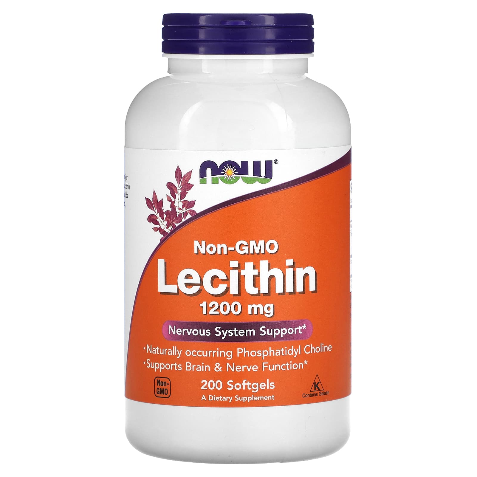 Lecitina Não-OGM 1200 mg, 200 Cápsulas Gelatinosas, Now Foods