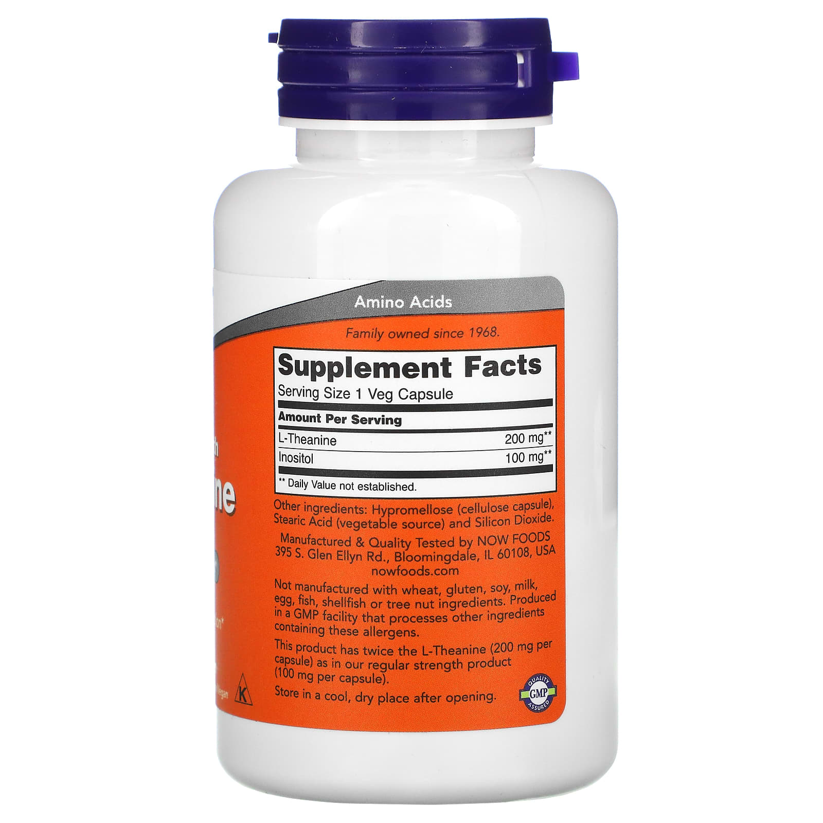L-Teanina Dupla Força - 200mg, 120 vcaps, Now Foods