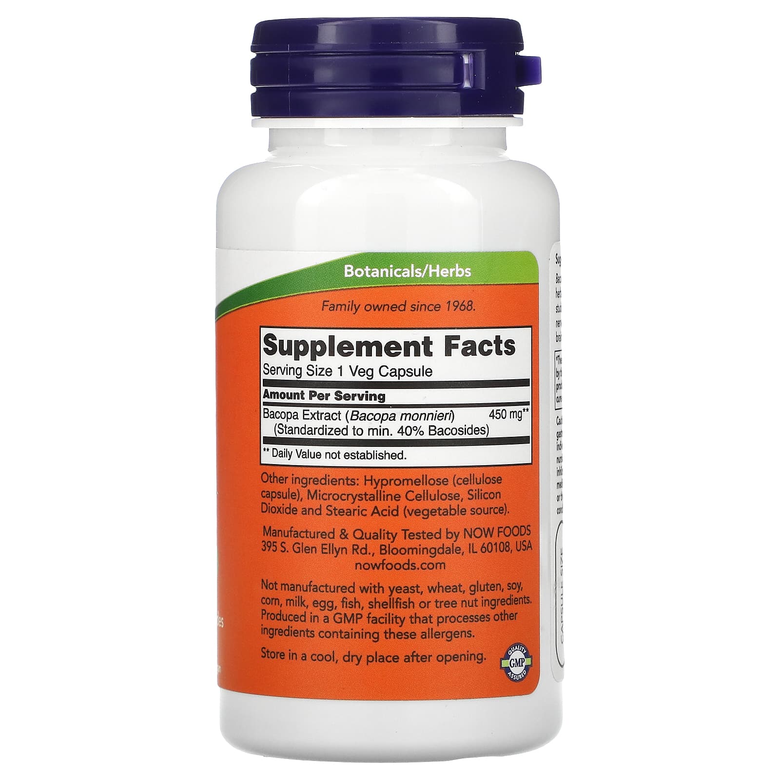 Extrato de Bacopa, 450mg, 90 vcaps, Now Foods