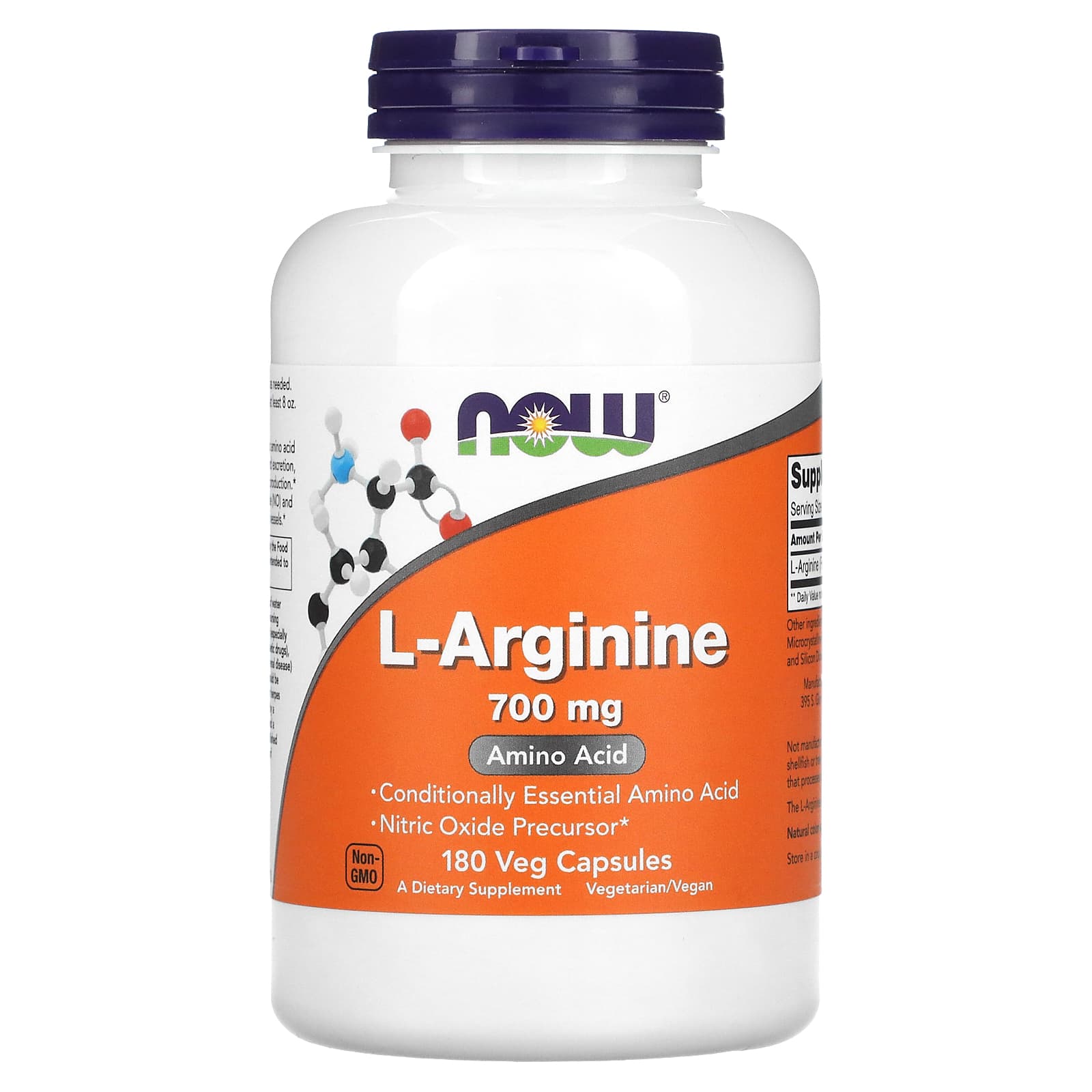 L-Arginina - 700mg, 180 vcaps, Now Foods