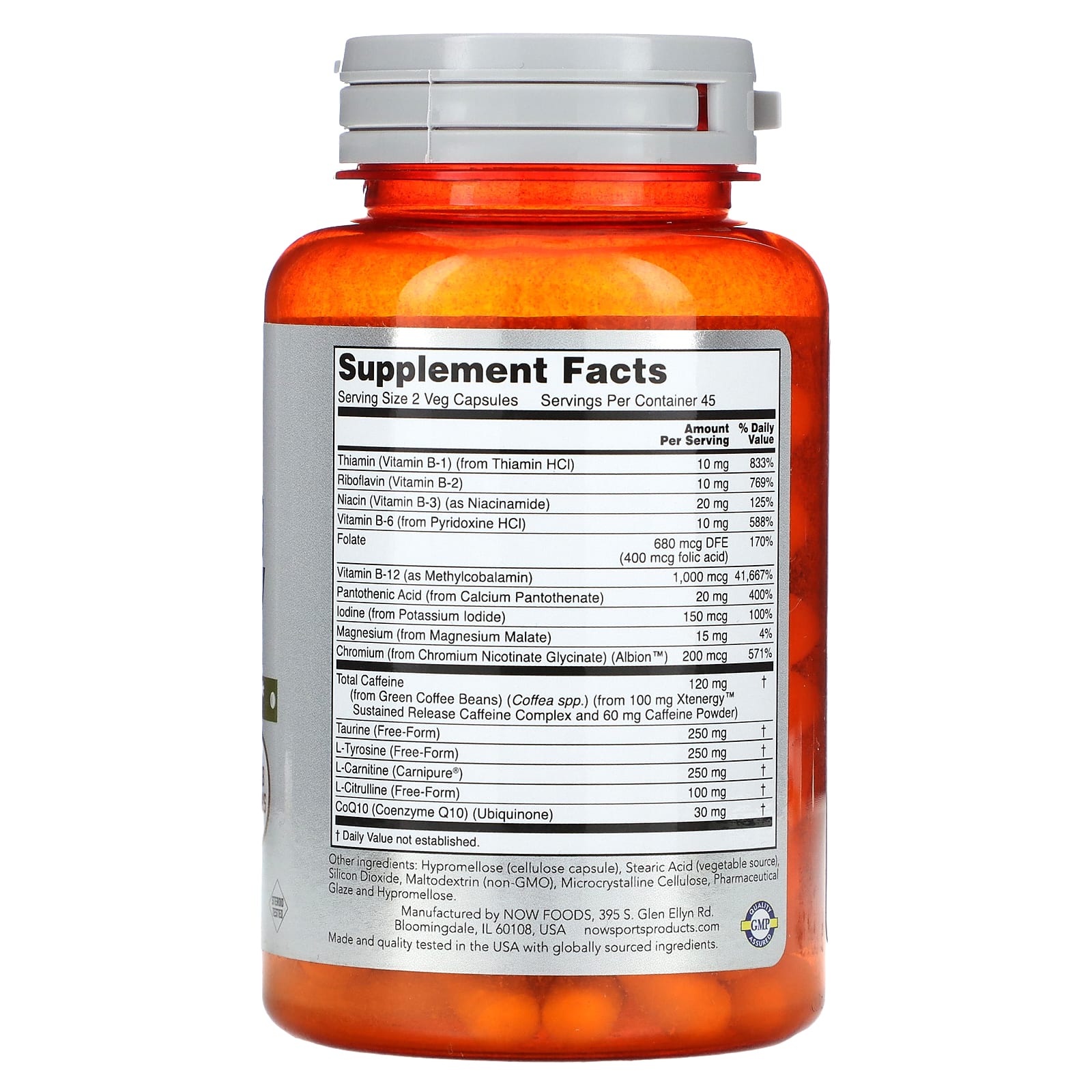 Energia Sustentada, 90 vcaps, Now Foods