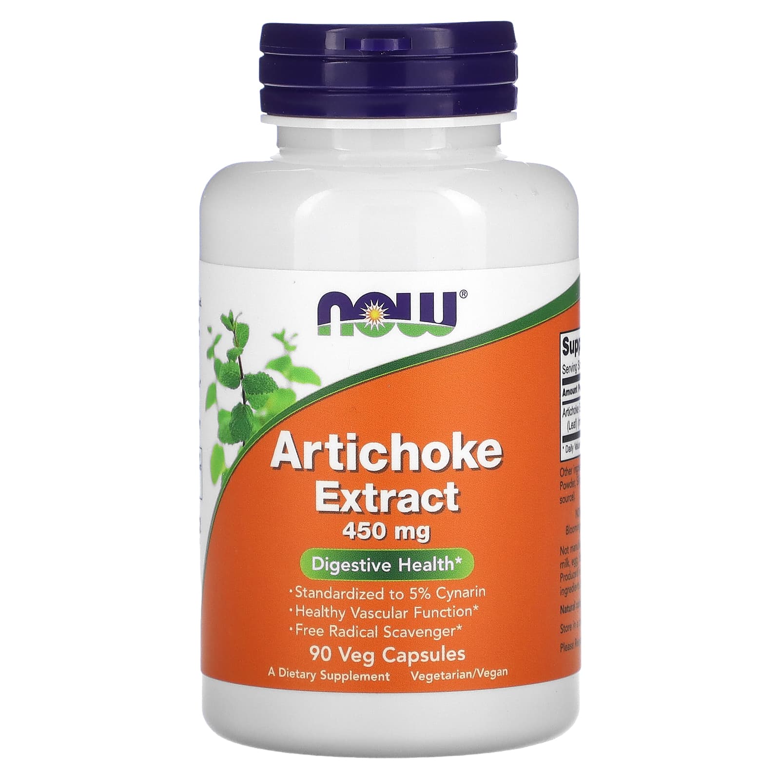Extrato de Alcachofra 450 mg, 90 Cápsulas Vegetais, Now Foods