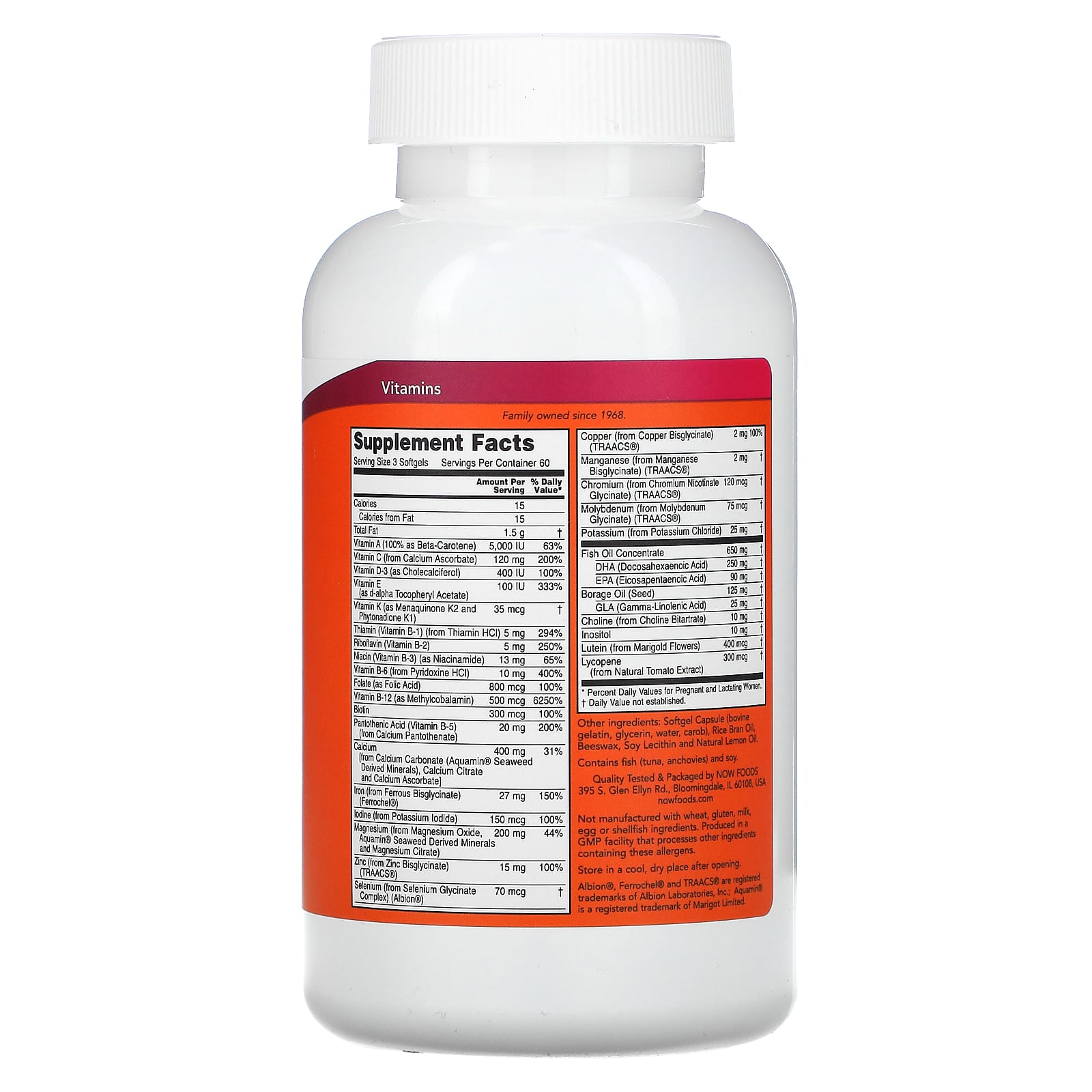 Géis pré-natais + DHA, 180 softgels, Now Foods
