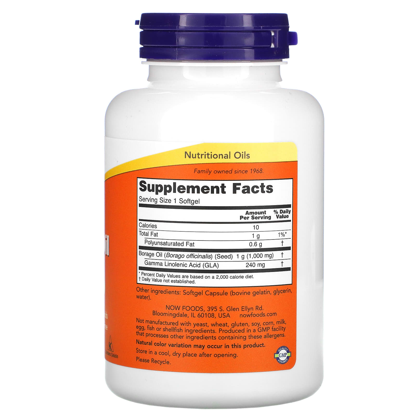 Óleo de borragem - 1000mg, 120 softgels, Now Foods