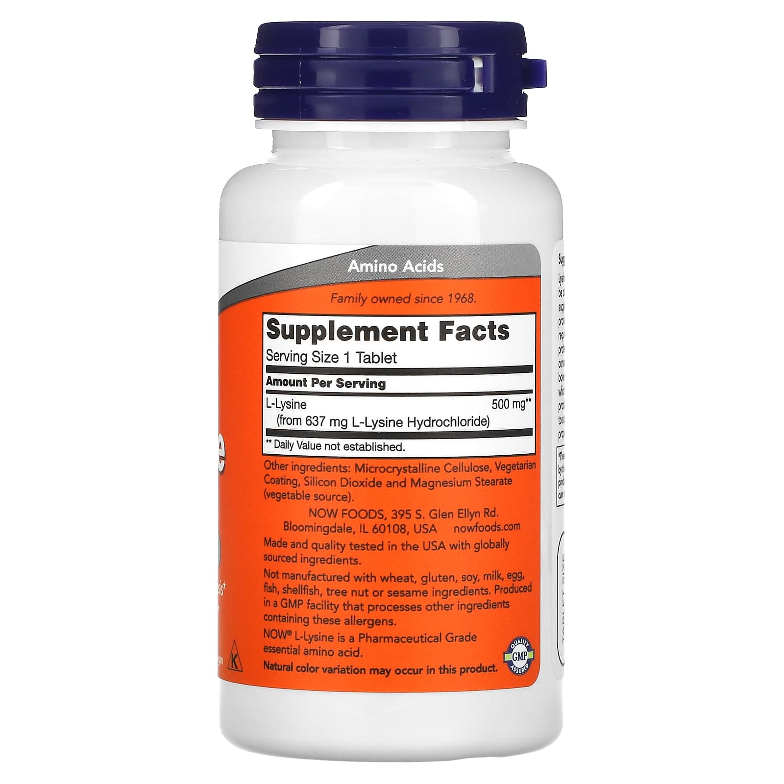 L-Lisina - 500mg, 100 comprimidos, Now Foods