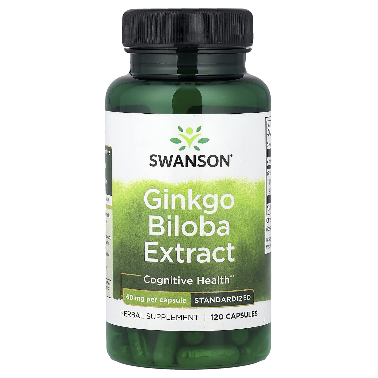 Extrato de Ginkgo Biloba, Padronizado, 60 mg, 120 Cápsulas, Swanson