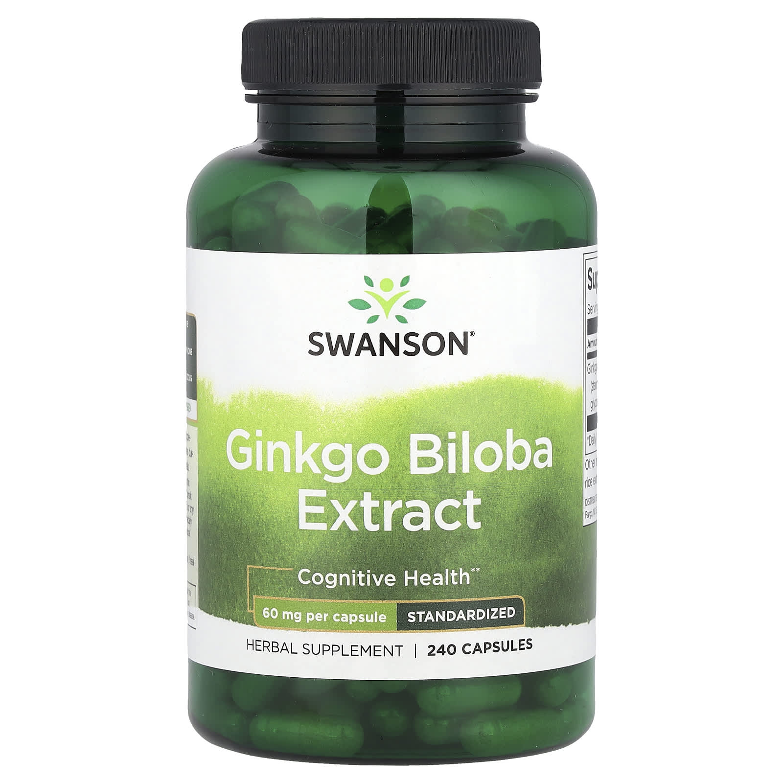 Extrato de Ginkgo Biloba, Padronizado, 60 mg, 240 Cápsulas, Swanson