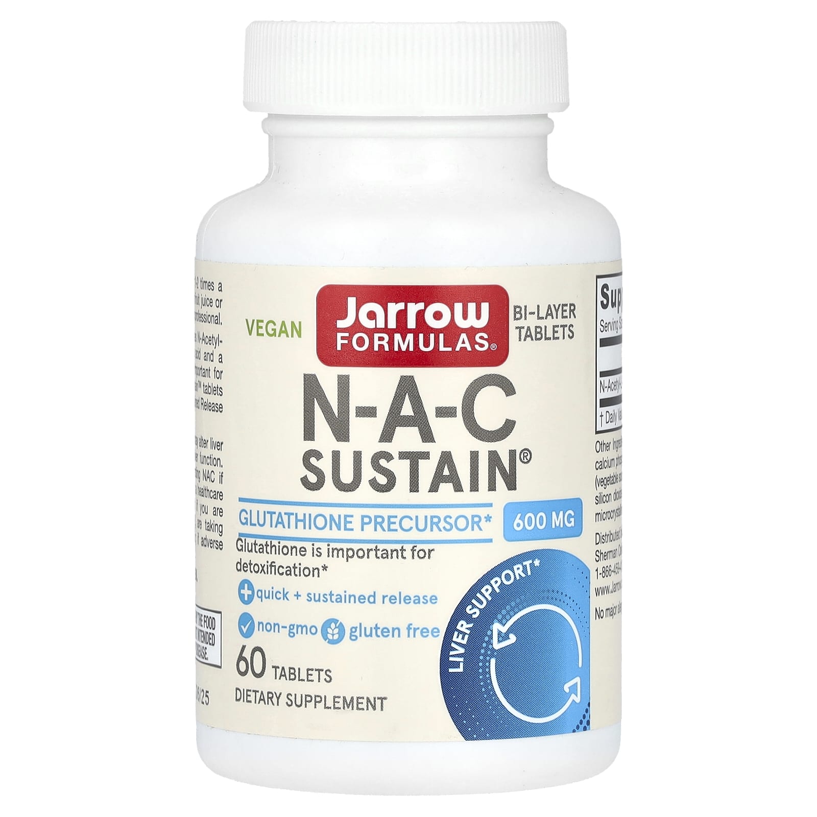 NAC Sustain® N-acetilcisteína, 60 comprimidos, Jarrow Formulas