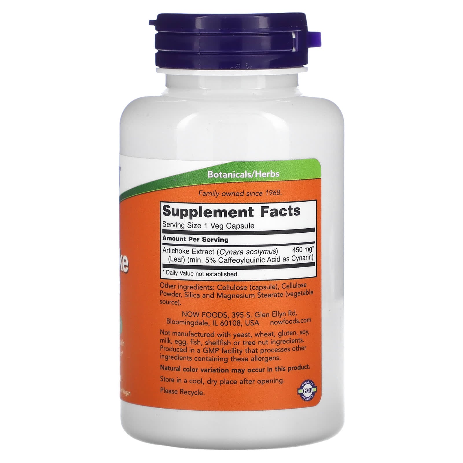 Extrato de Alcachofra 450 mg, 90 Cápsulas Vegetais, Now Foods