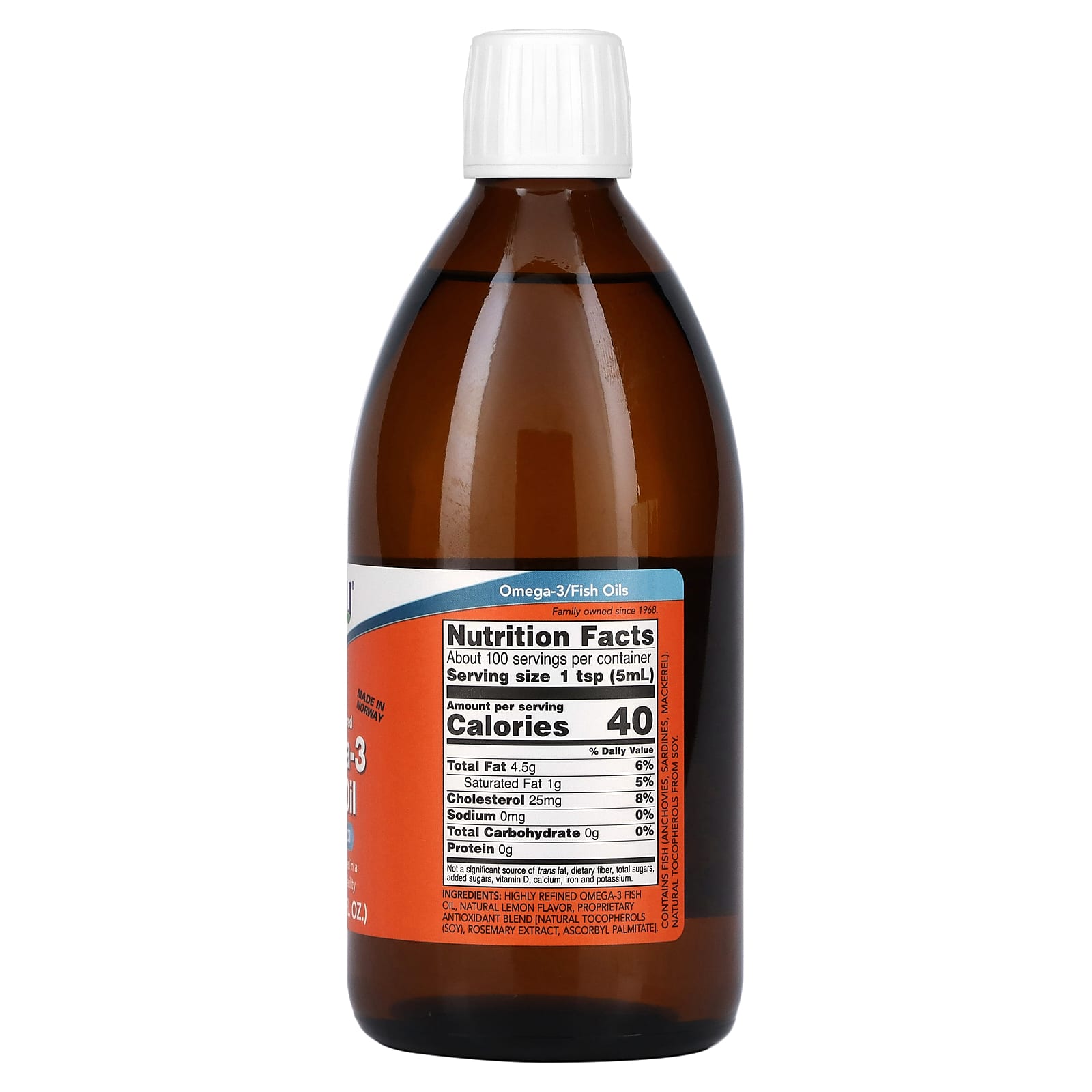 Óleo de peixe ômega-3 líquido, 500 ml., Now Foods