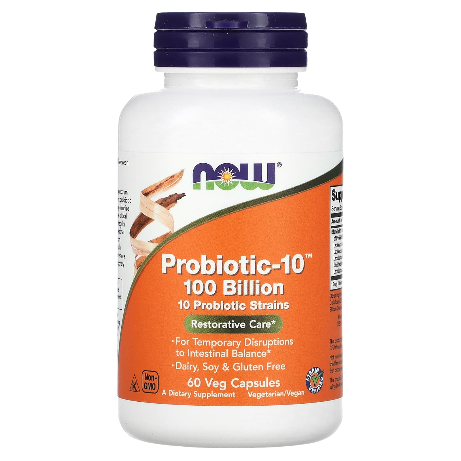 Probiótico-10 - 100 bilhões, 60 vcaps, Now Foods