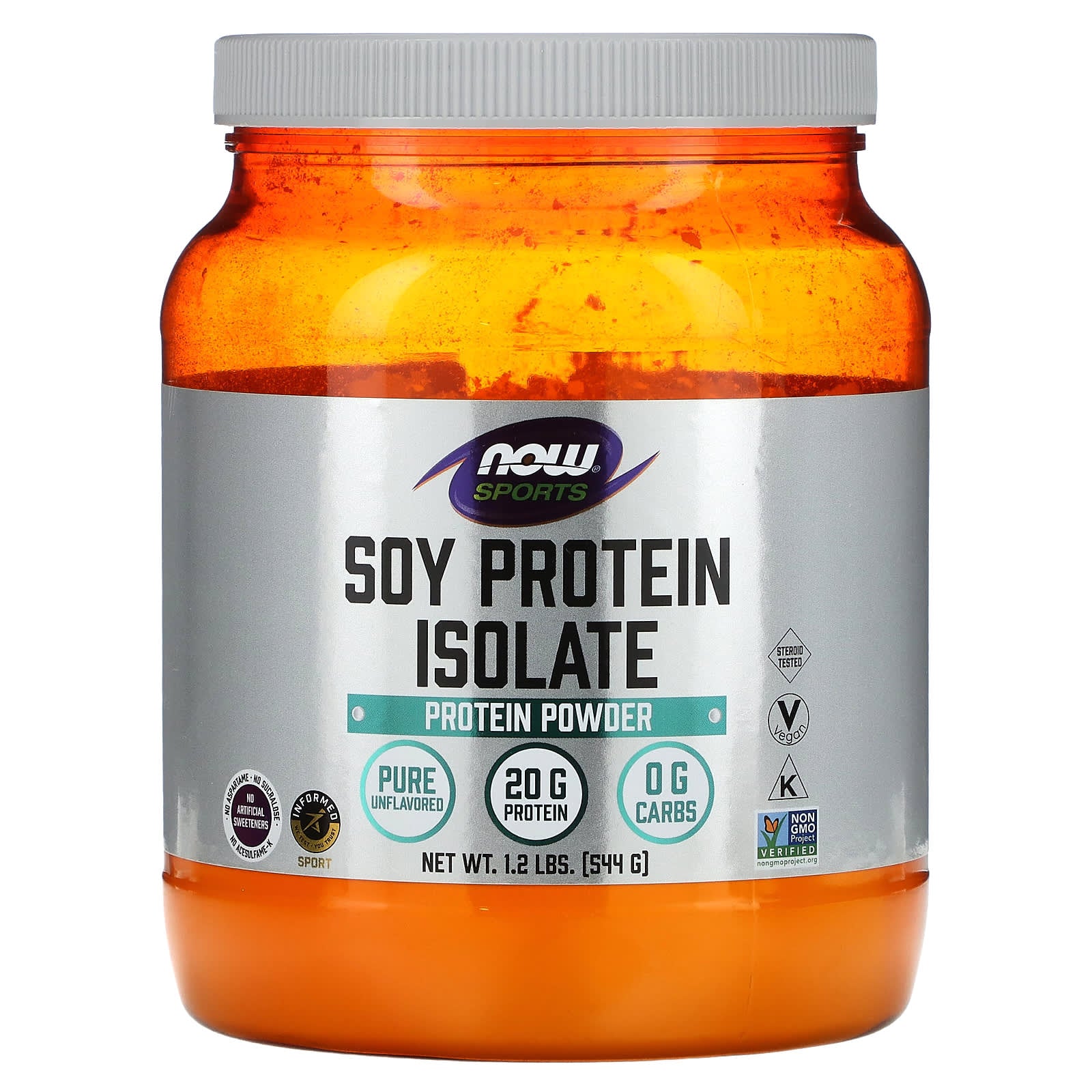Proteína isolada de soja, sem sabor, 544 gramas, Now Foods