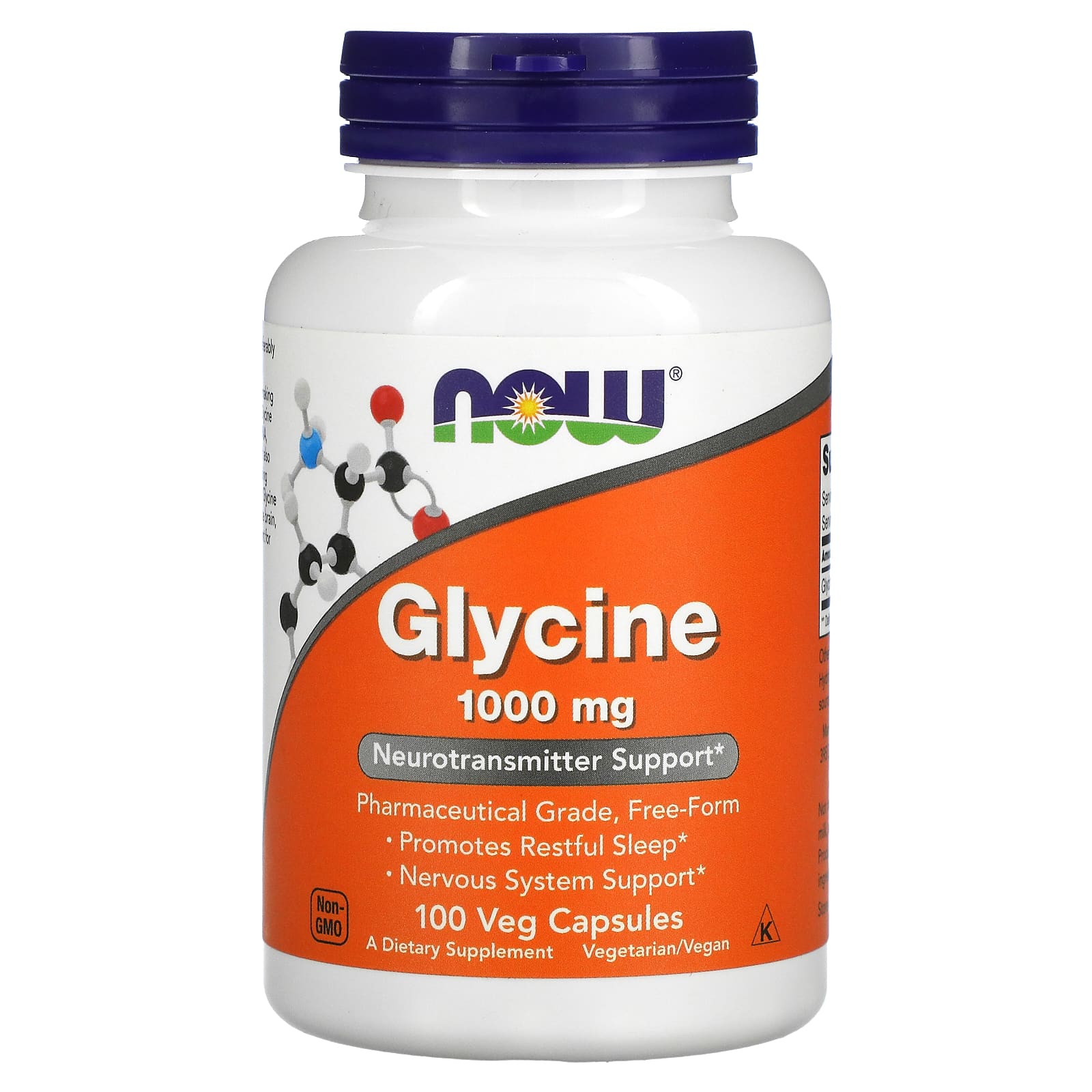 Glicina - 1000mg, 100 vcaps, Now Foods