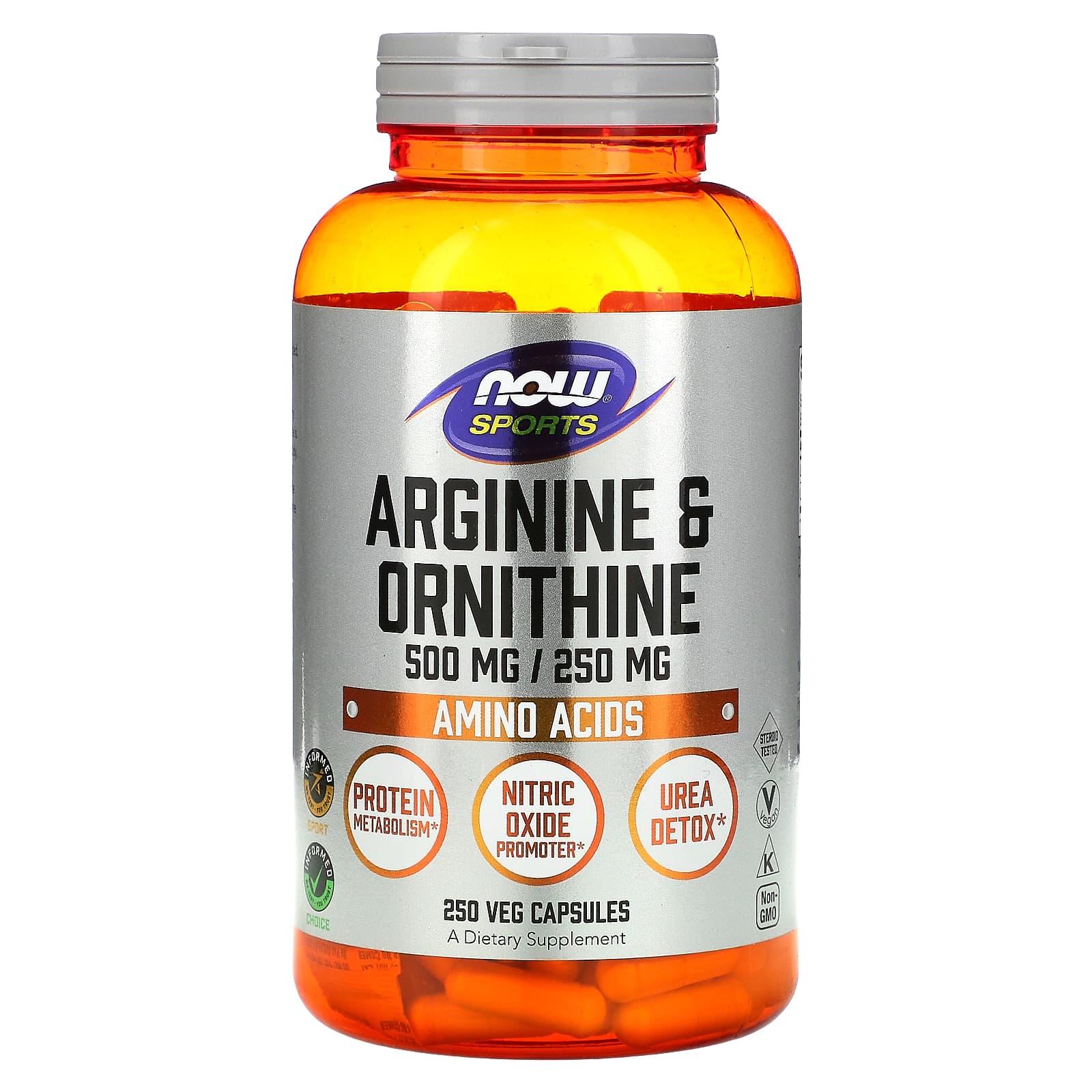 Arginina e Ornitina - Arginina e Ornitina, 250 vcaps, Now Foods