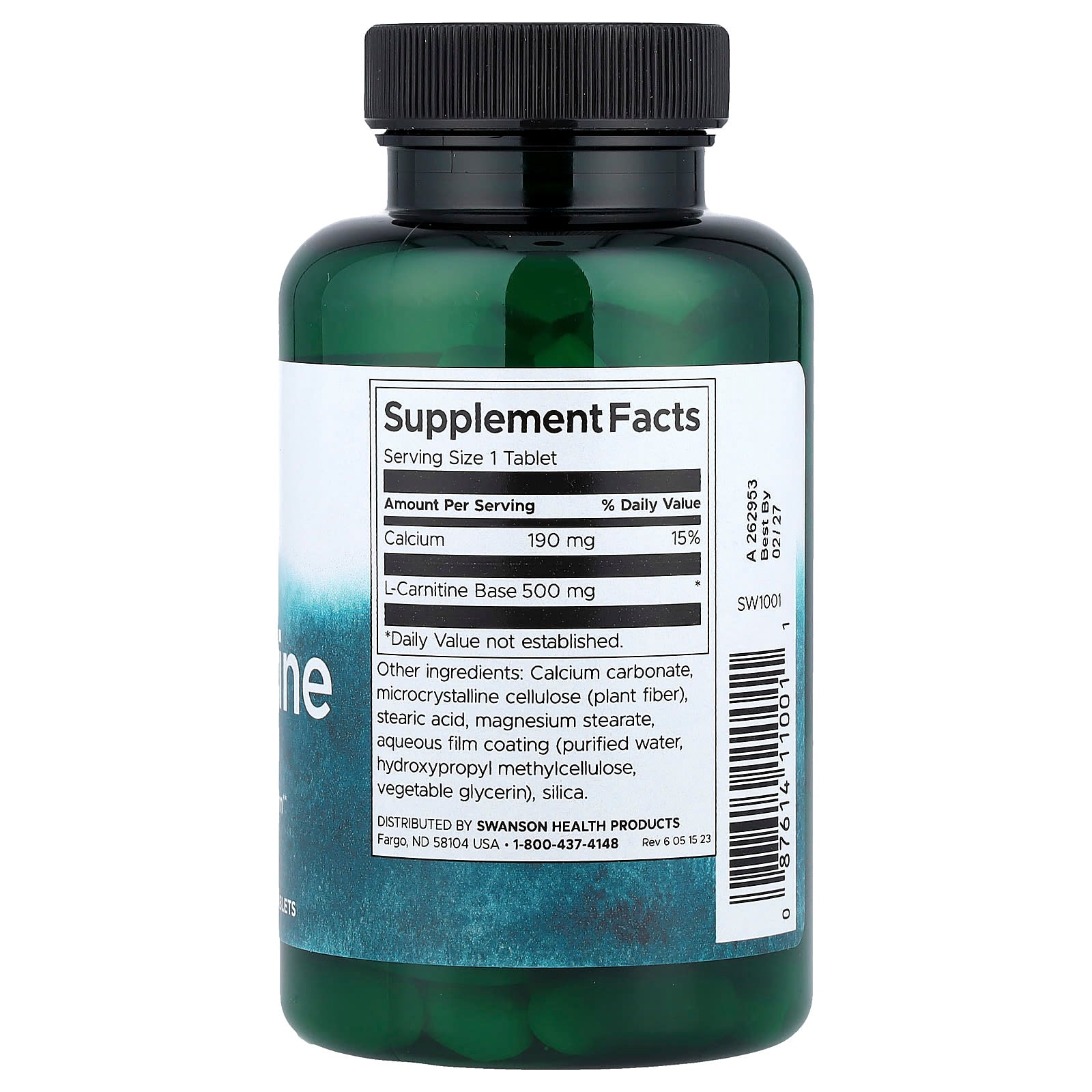 L - Carnitina, 500mg, 100 comprimidos, Swanson