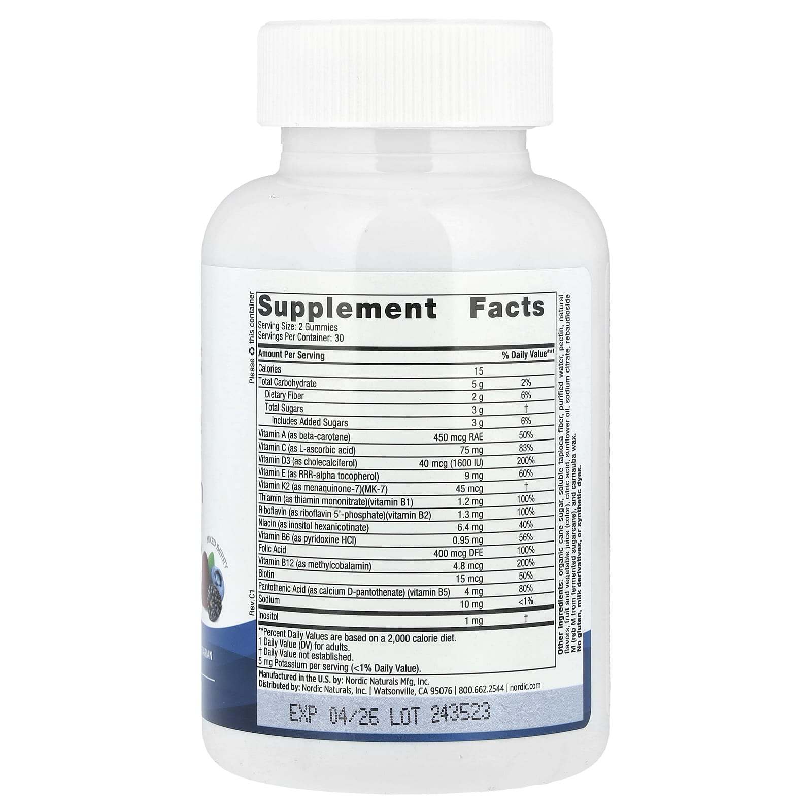 Multivitamínico Naturals Masculino, Frutas Vermelhas, 60 Gomas, Nordic Naturals
