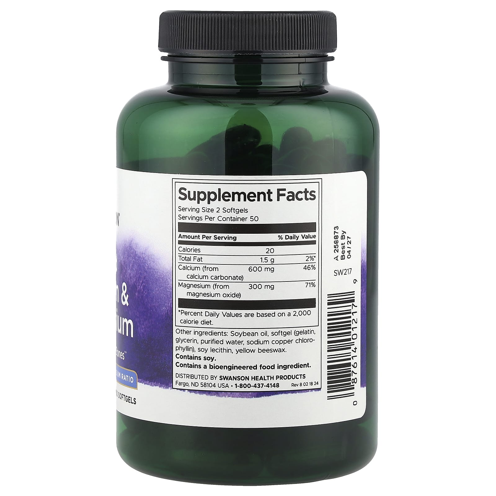 Cálcio e Magnésio Líquidos, 100 softgels, Swanson
