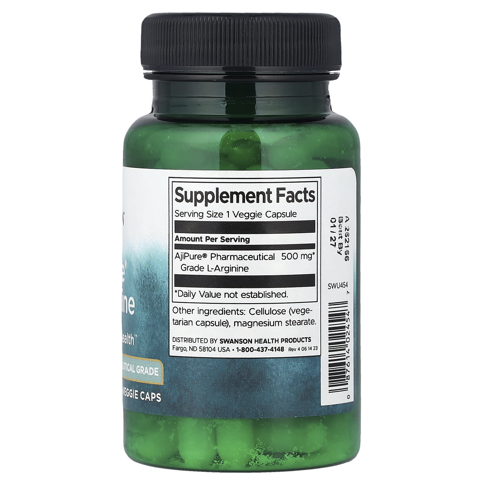 AjiPure L - Arginina, 500mg, 60 vcaps, Swanson