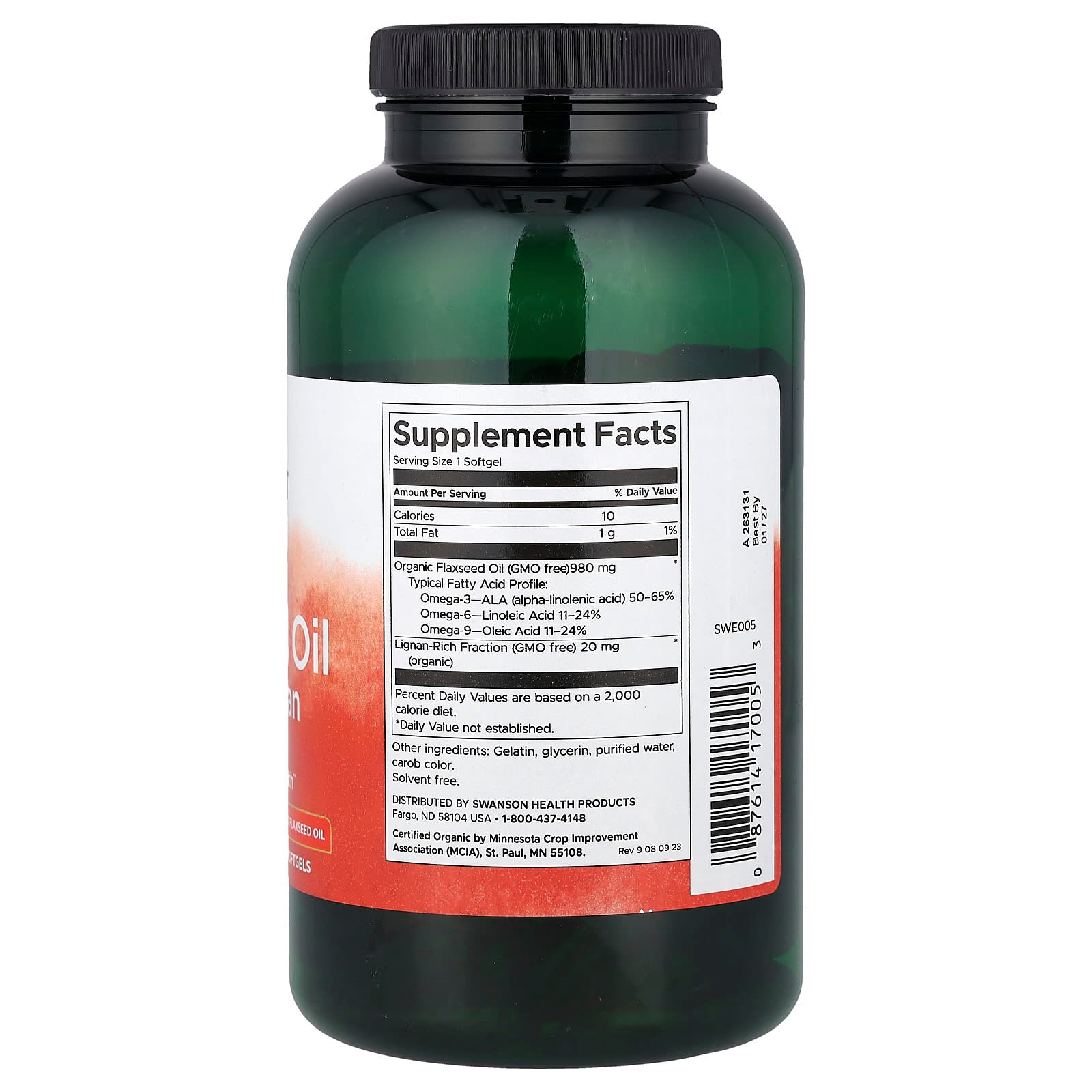Óleo de linhaça com alto teor de lignana, 200 softgels, Swanson
