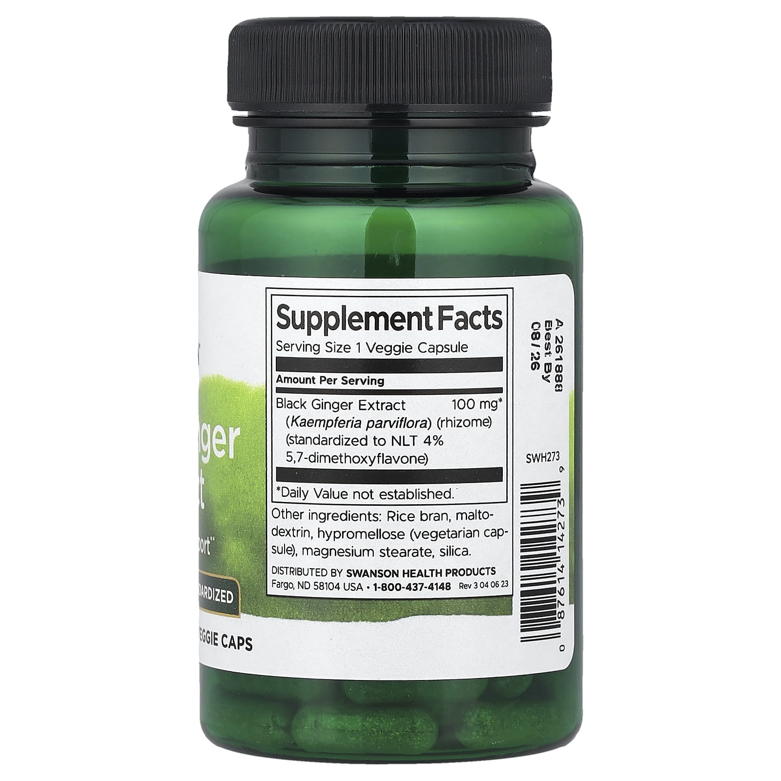 Extrato de Gengibre Preto 100 mg, 30 Cápsulas Vegetais, Swanson