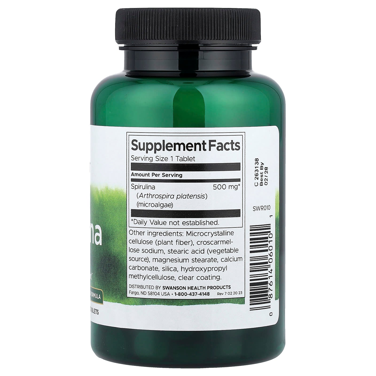 Espirulina orgânica certificada 500 mg, 180 comprimidos, Swanson