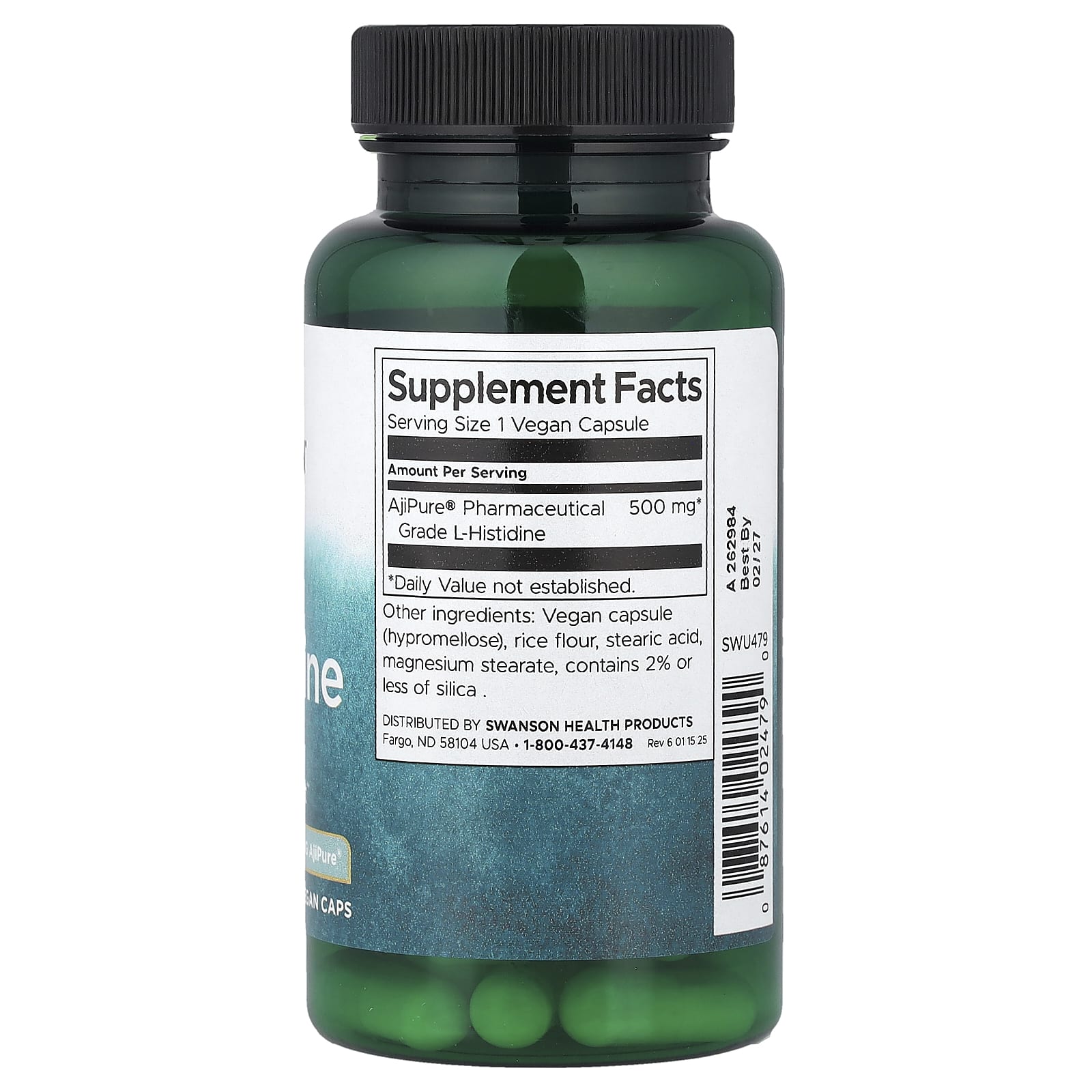 AjiPure L - Histidina, 500 mg, 60 vcaps, Swanson
