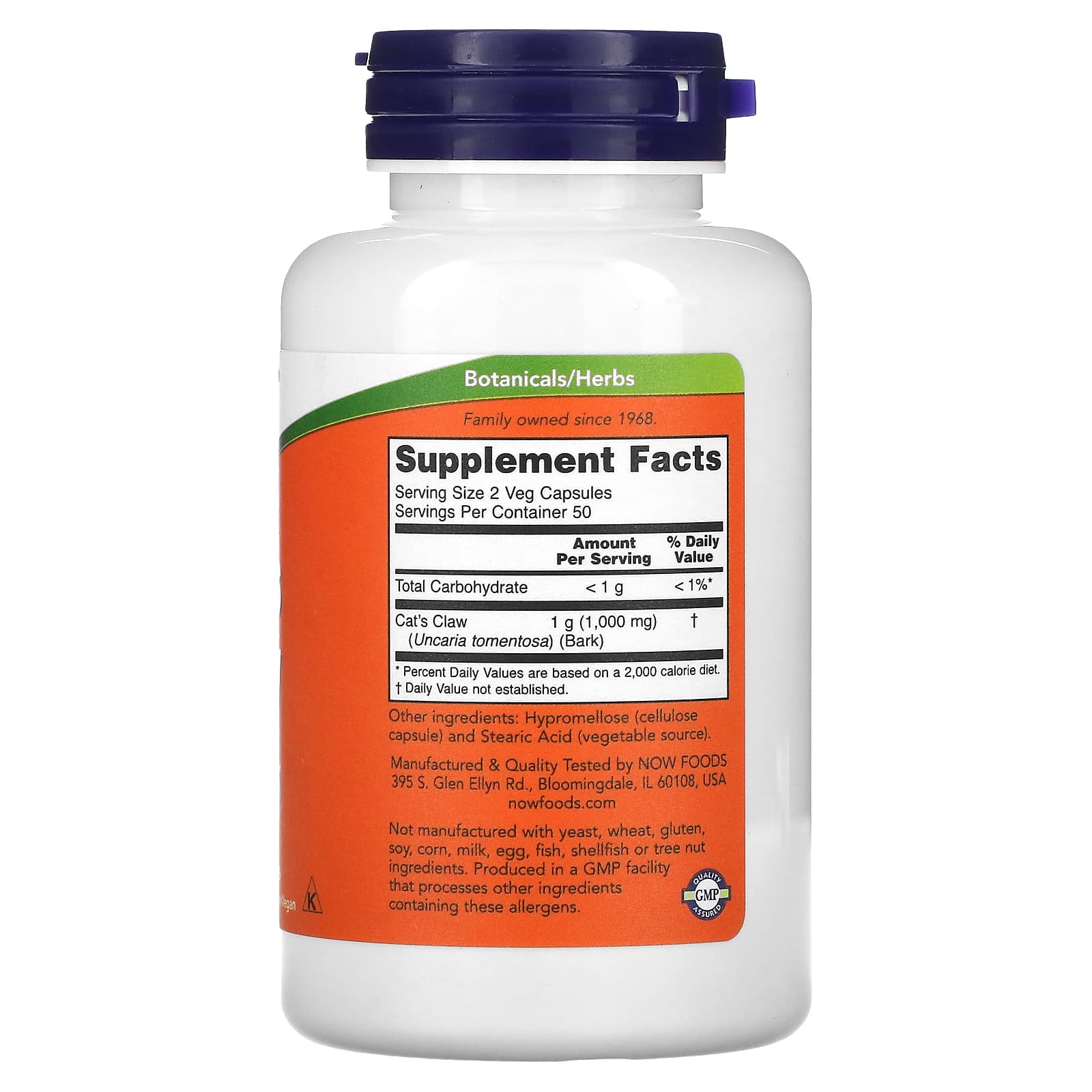 Unha de gato - 500mg, 100 vcaps, Now Foods